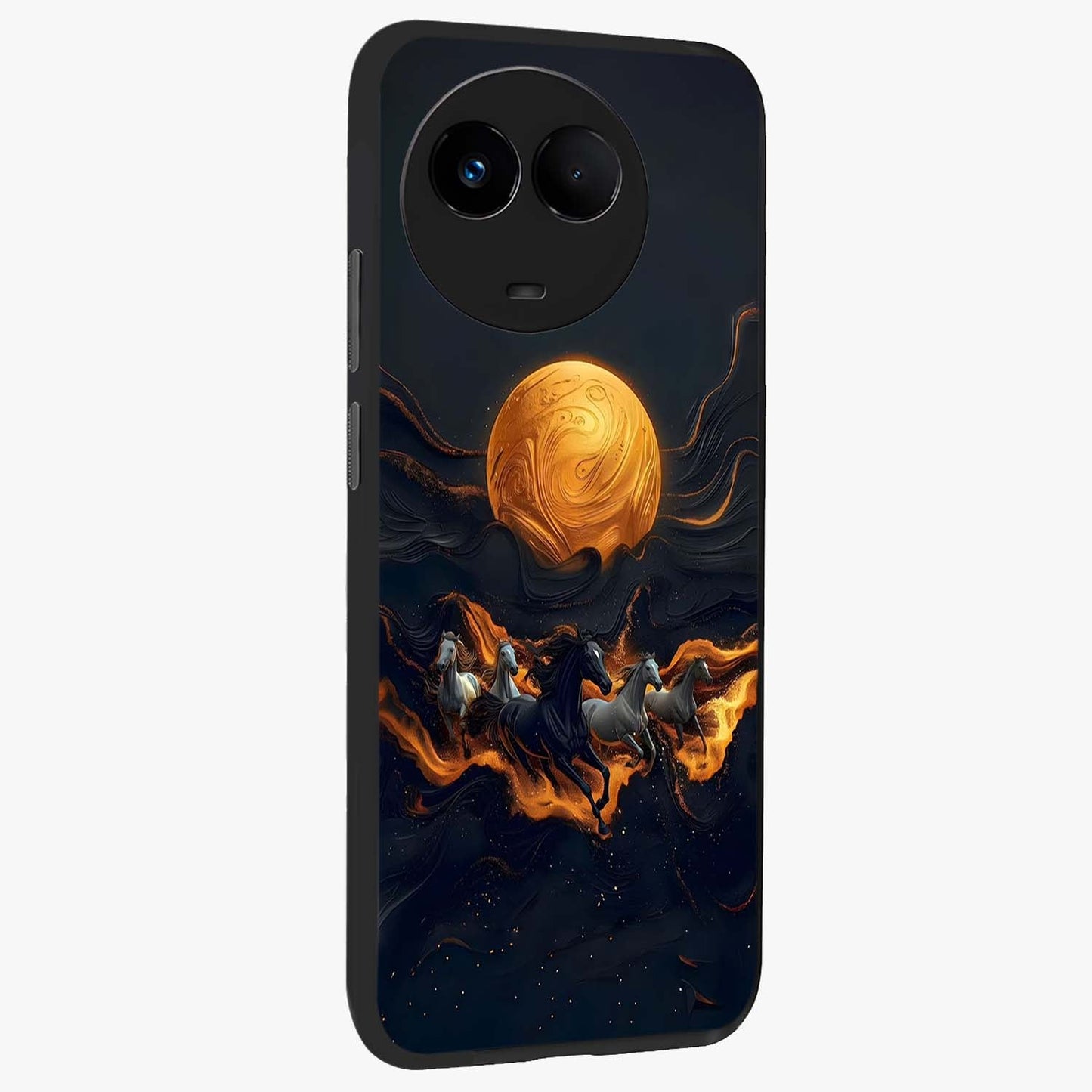Golden Royal Heritage Glass Case upright view showcasing elegant royal artwork with classic heritage theme.