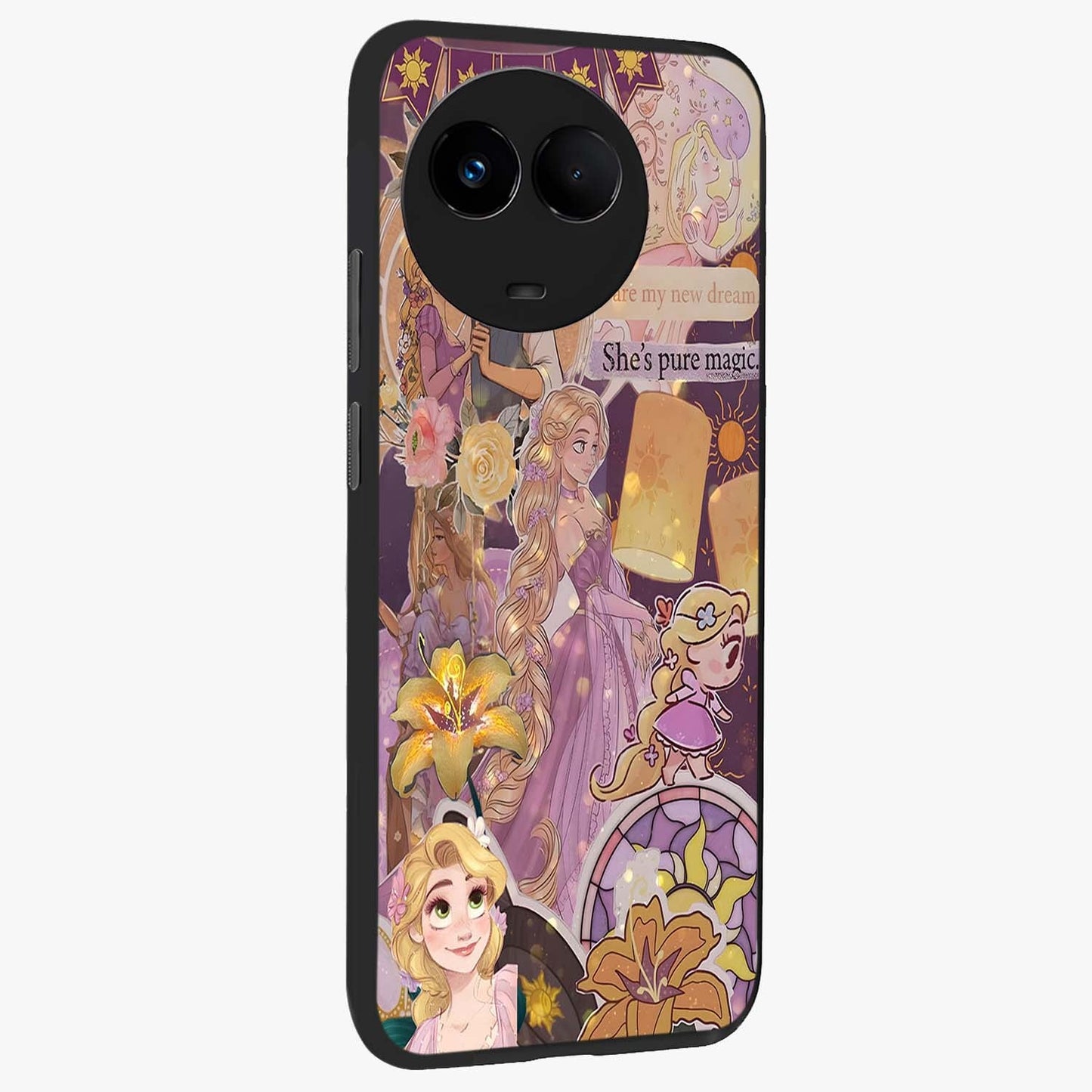 Magical Tangled Dream Glass Case upright view showcasing enchanting artistic artwork with dreamy fantasy theme.