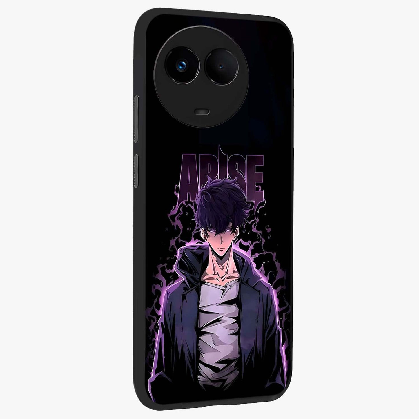 Shadow Monarch Awakening Glass Case upright view showcasing bold monarch artwork with mystical awakening theme.