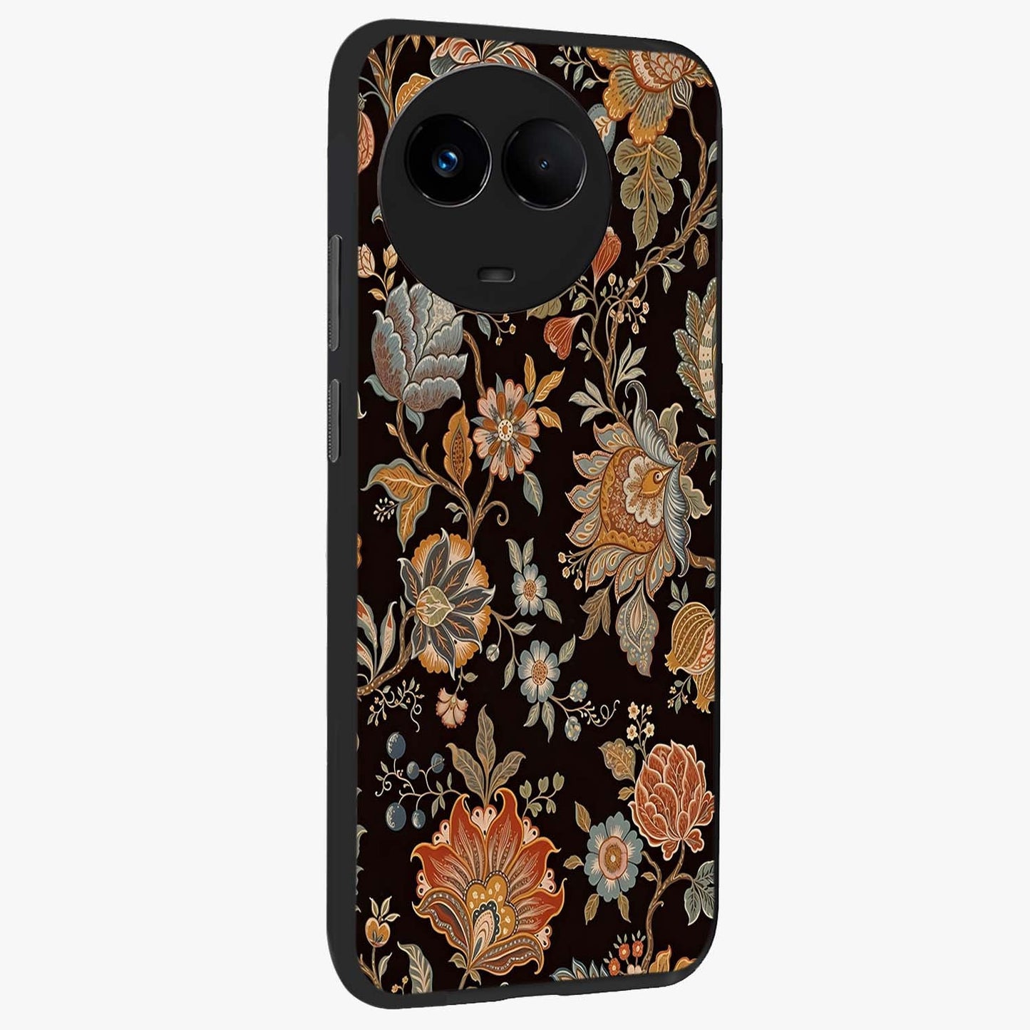 Vintage Floral Dream Glass Case upright view showcasing delicate floral artwork with timeless vintage theme.