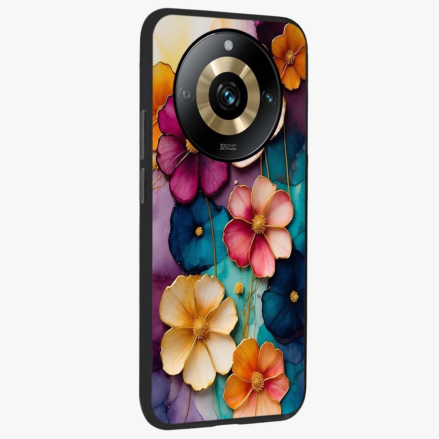 Artlyn Grace Flower Pattern Glass Case upright view showcasing graceful floral artwork with aesthetic botanical style.