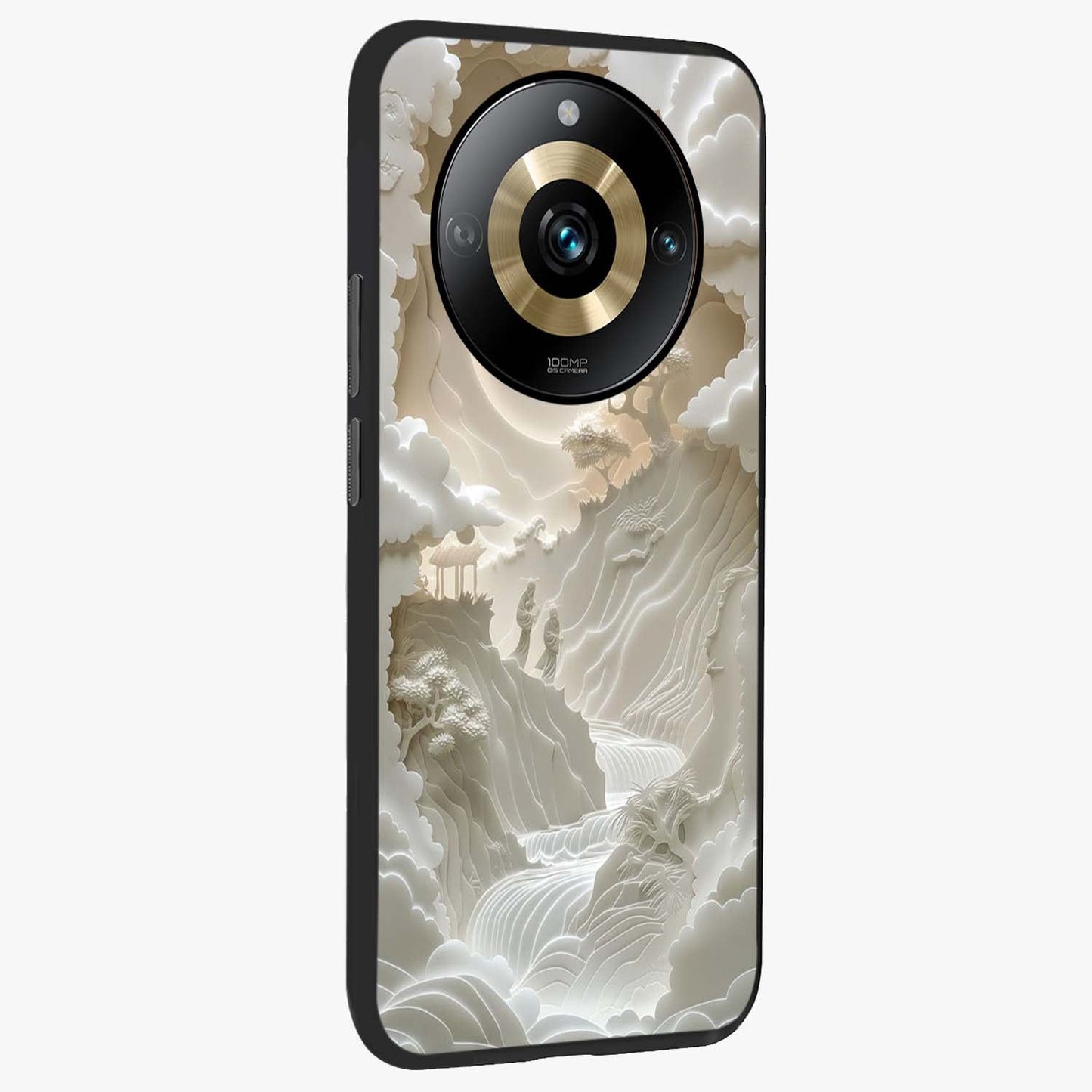 Celestial Origami Glass Case upright view showcasing creative origami artwork with modern celestial style.
