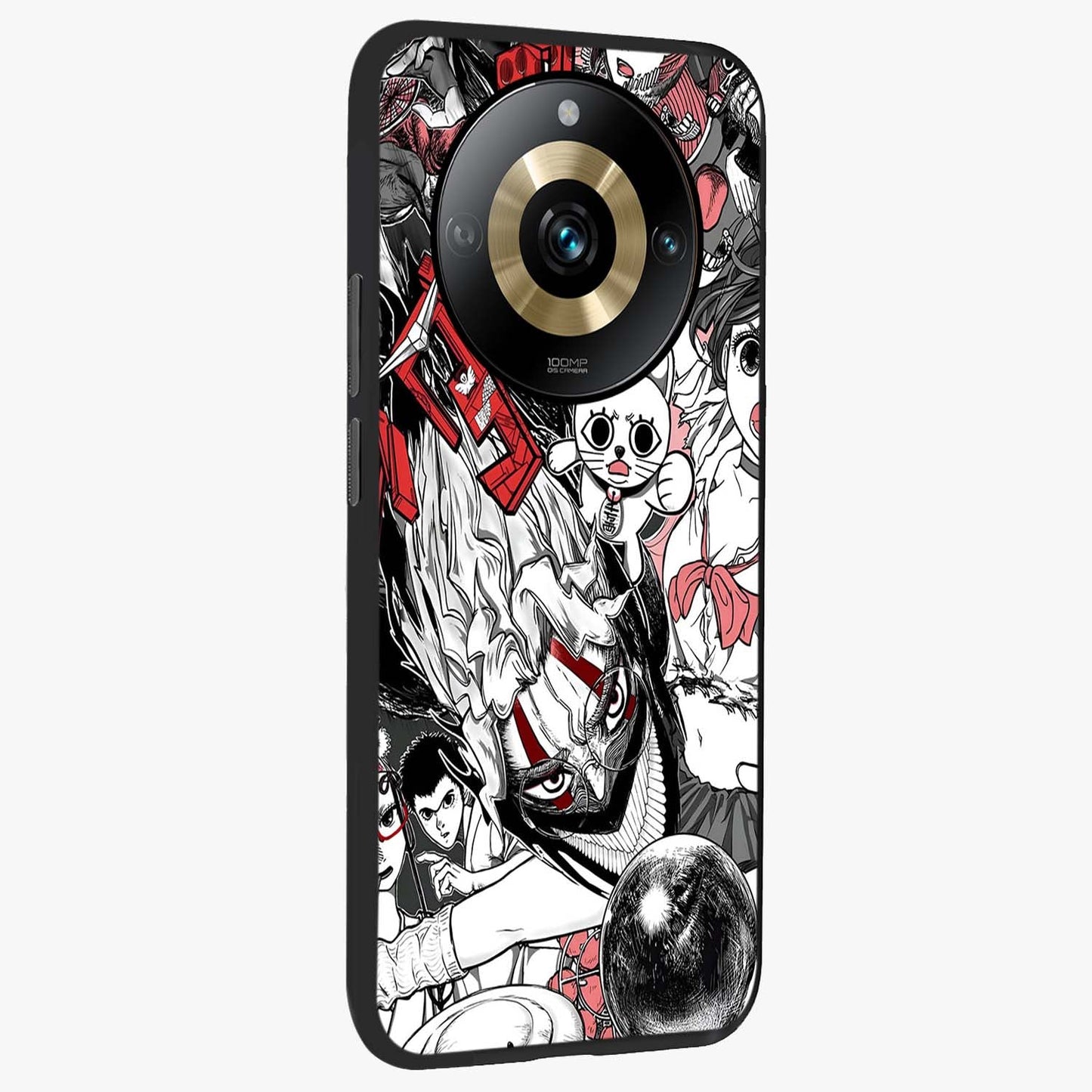 Crimson Chaos Panel Glass Case upright view showcasing intense crimson artwork with dramatic aesthetic style.