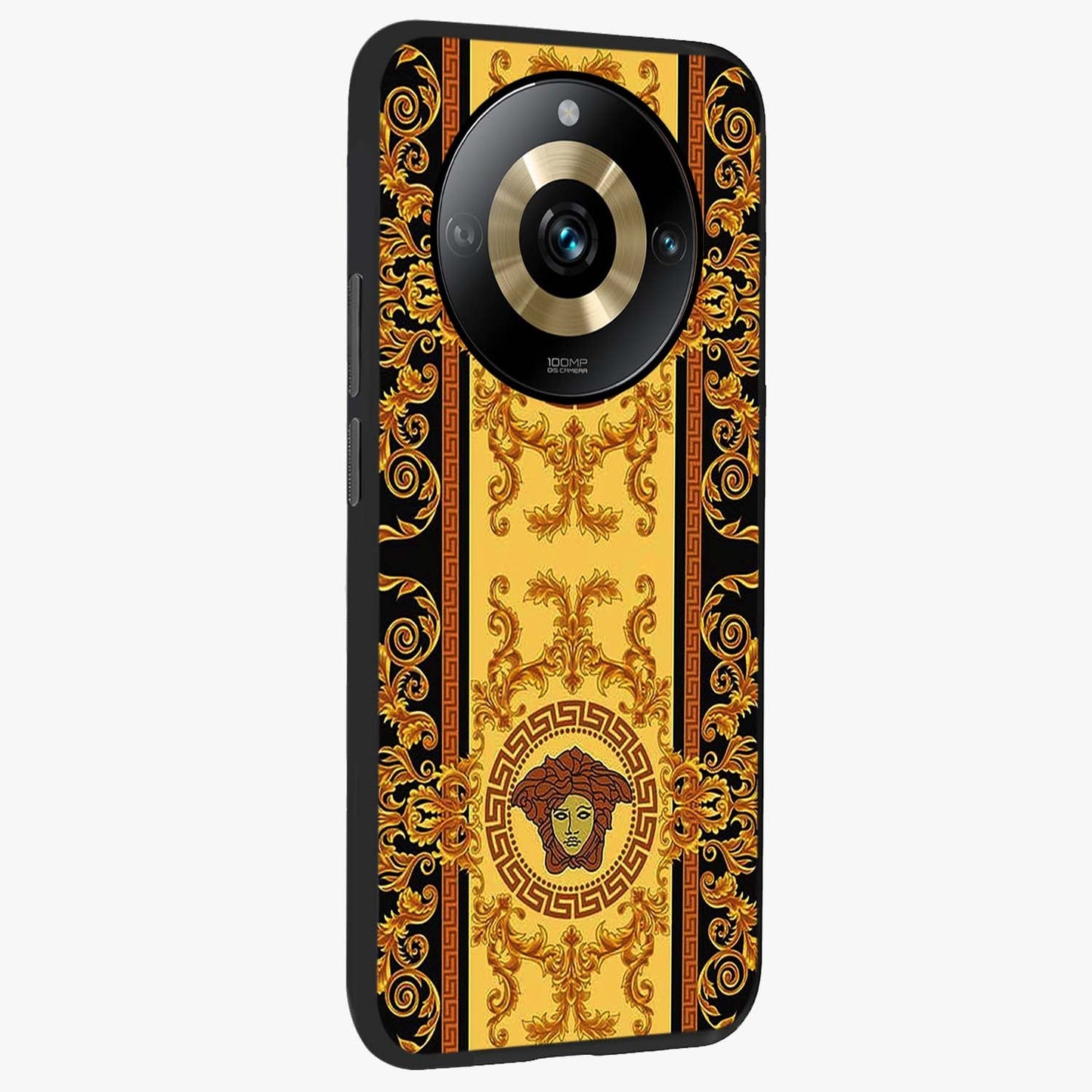 Golden Lotus Glow Glass Case upright view showcasing luminous lotus artwork with peaceful divine theme.