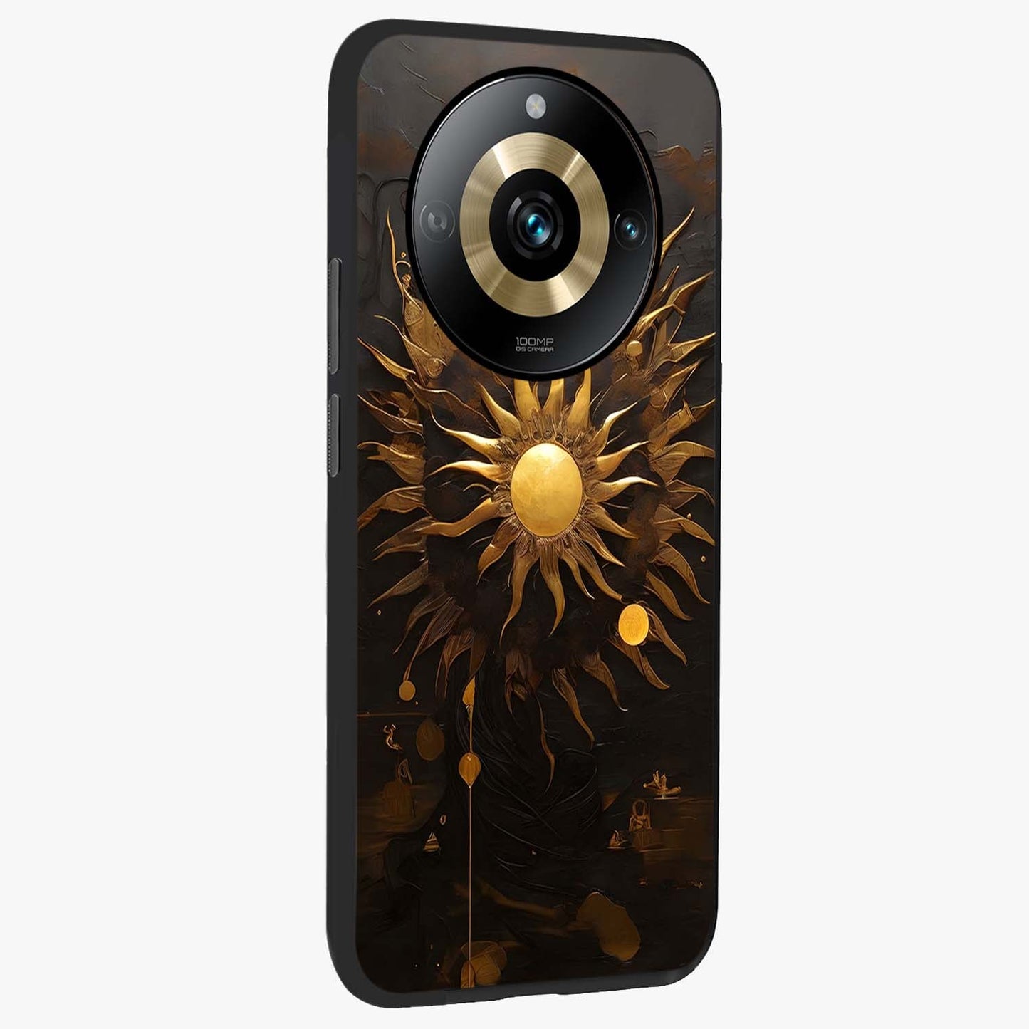 Golden Sun Majesty Glass Case upright view showcasing haunting graveyard artwork with dramatic dark theme.