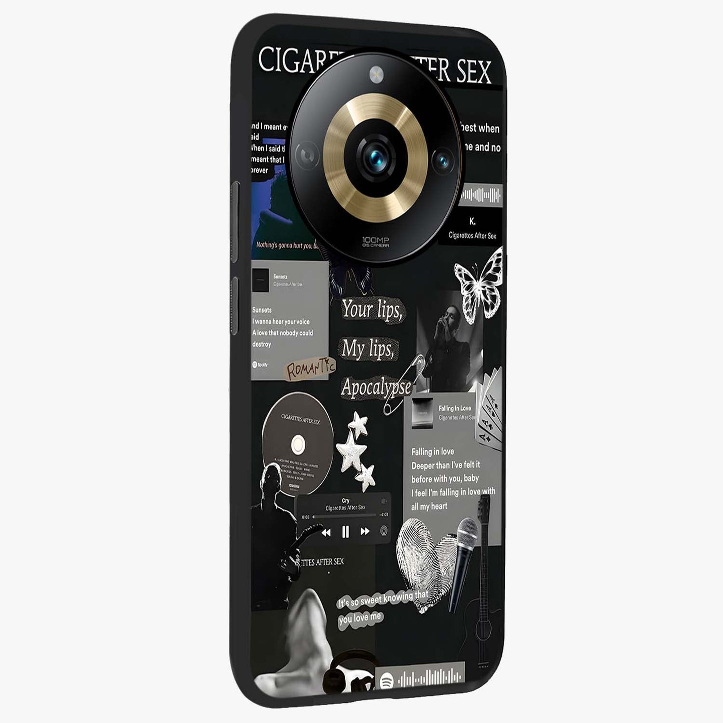 Midnight Love Echo Glass Case upright view showcasing expressive romantic artwork with dreamy midnight theme.