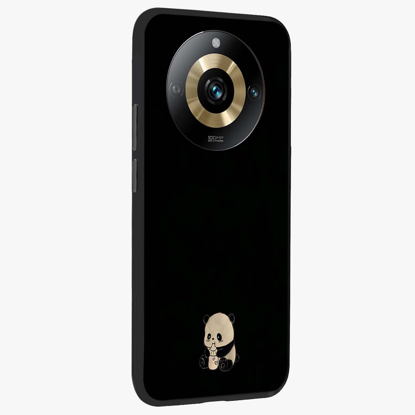 Midnight Panda Love Glass Case upright view showcasing charming panda artwork with playful romantic theme.