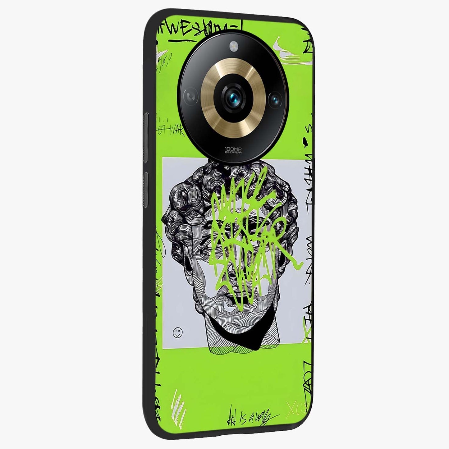 Neo Graffiti Rebellion Glass Case upright view showcasing colorful graffiti artwork with bold modern street style.