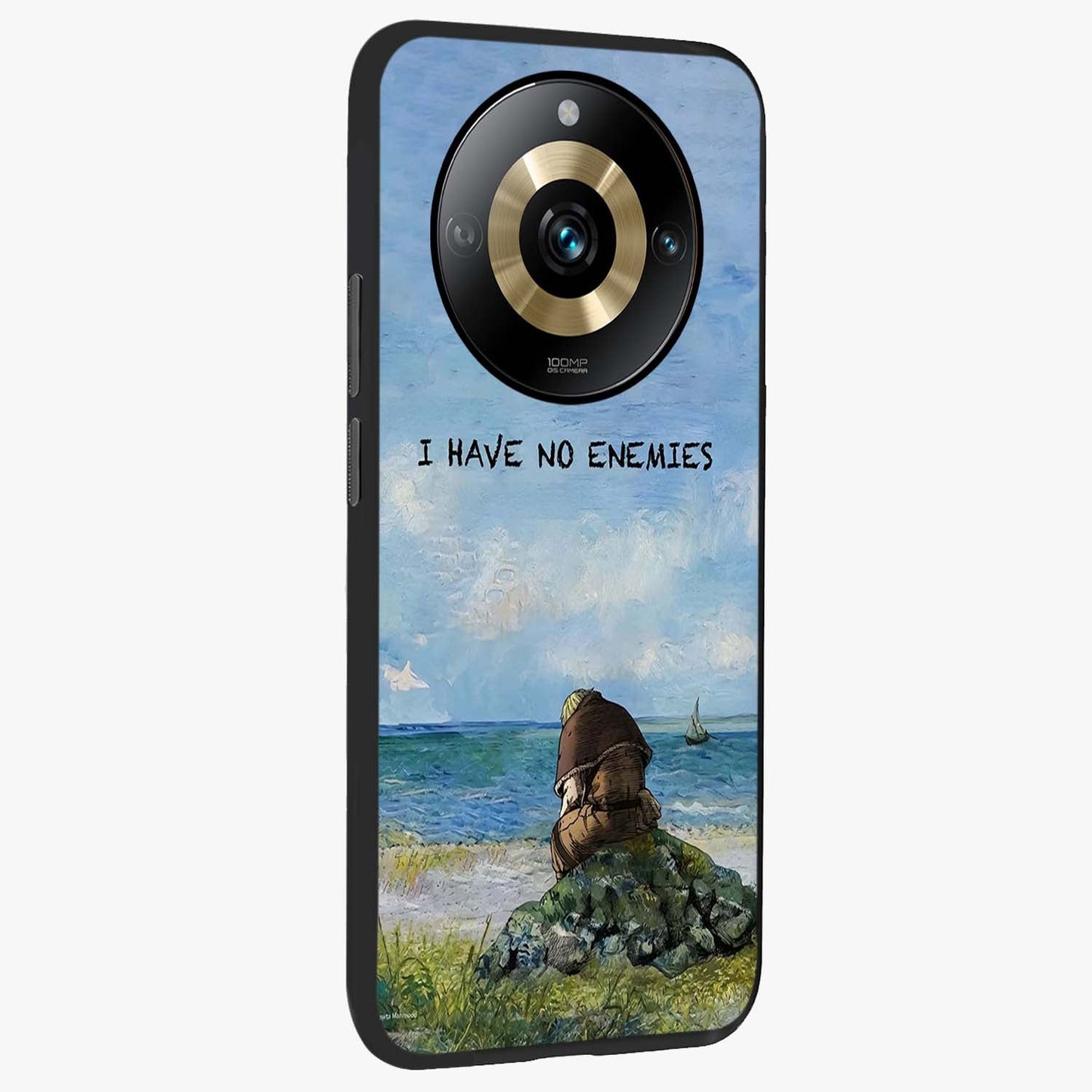 Peace Beyond War Glass Case upright view showcasing powerful peace symbol artwork with inspirational theme.