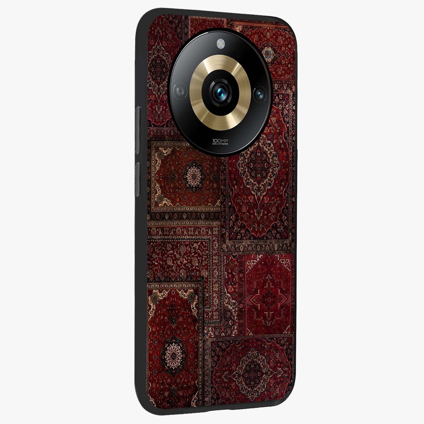 Persian Velvet Tale Glass Case upright view showcasing elegant Persian artwork with classic heritage theme.