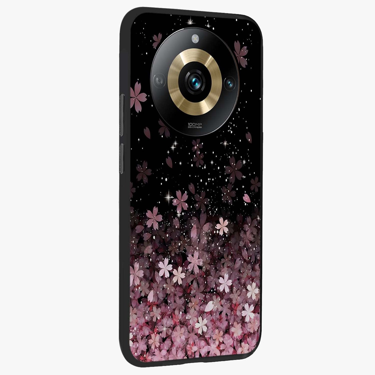 Small Starry Flowers Glass Case upright view showcasing charming floral artwork with dreamy starry theme.