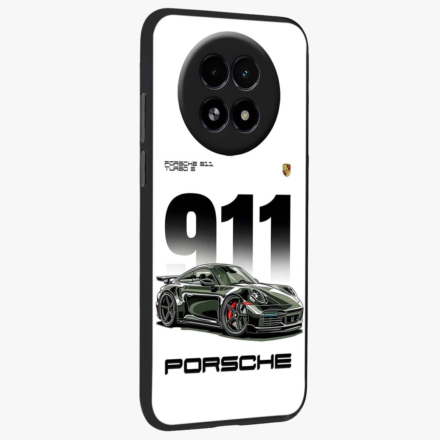 911 Turbo Dominance Glass Case upright perspective showcasing powerful racing design and modern automotive aesthetic.