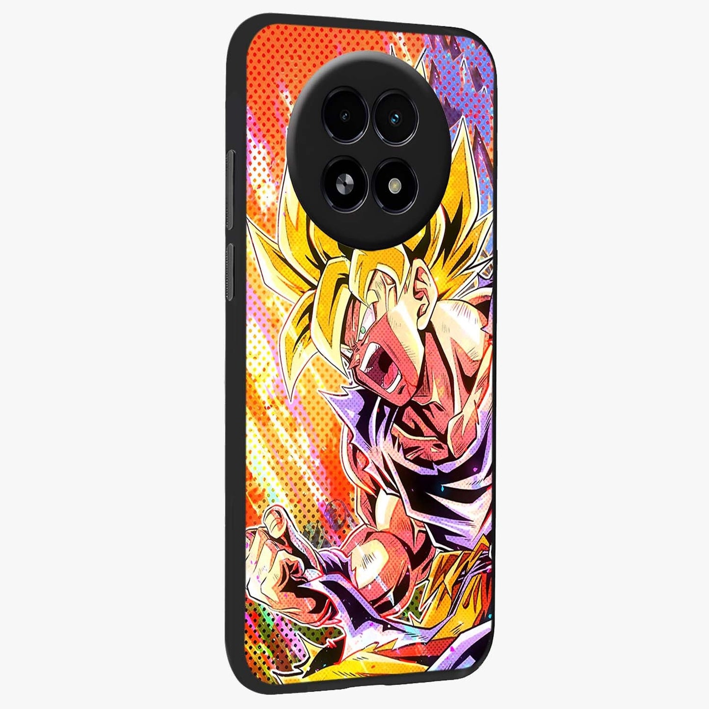 Firing Goku Glass Case upright view showcasing energetic anime artwork with bold warrior theme.