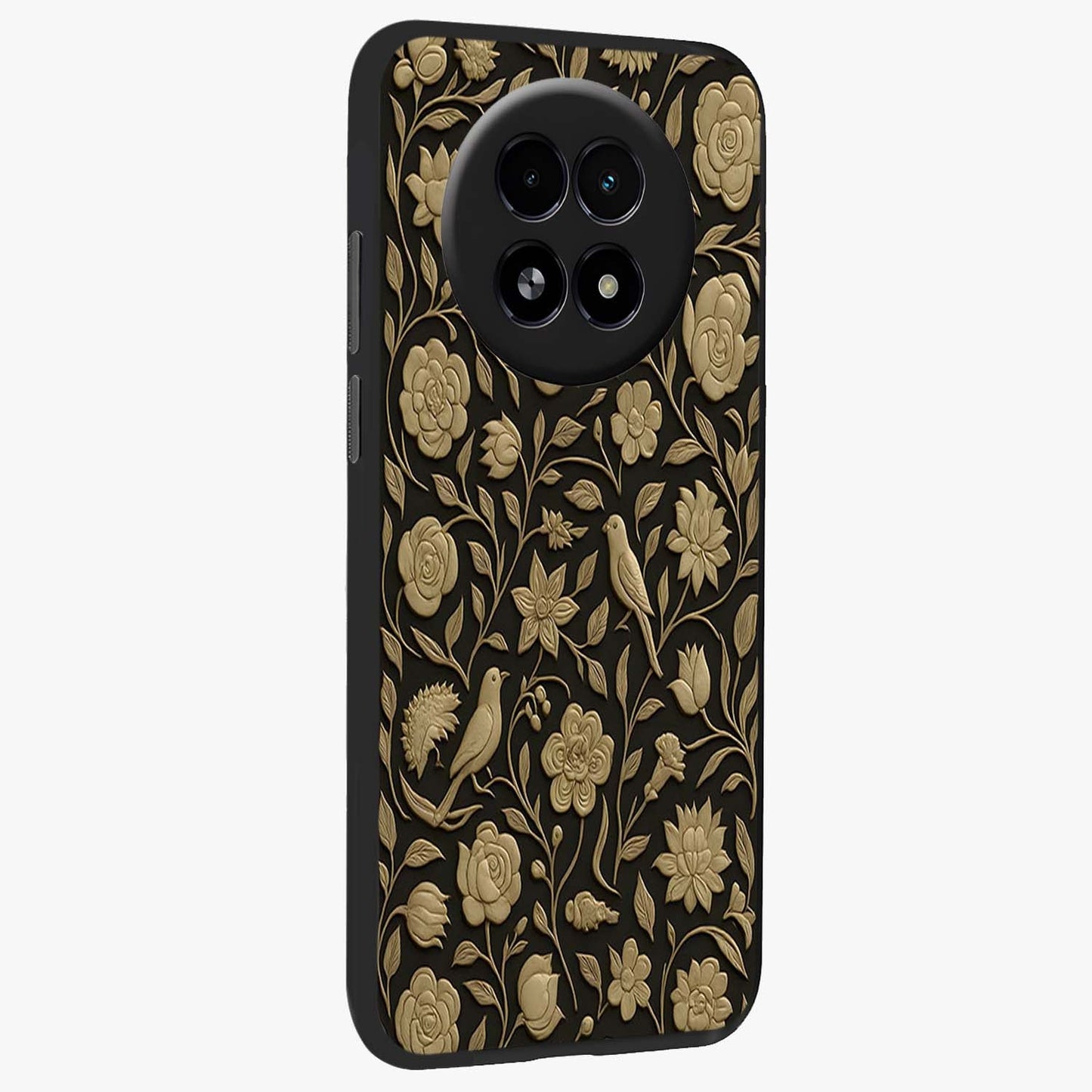 Golden Evil Eye Mandala Glass Case upright view showcasing decorative evil eye mandala artwork with spiritual aesthetic style.