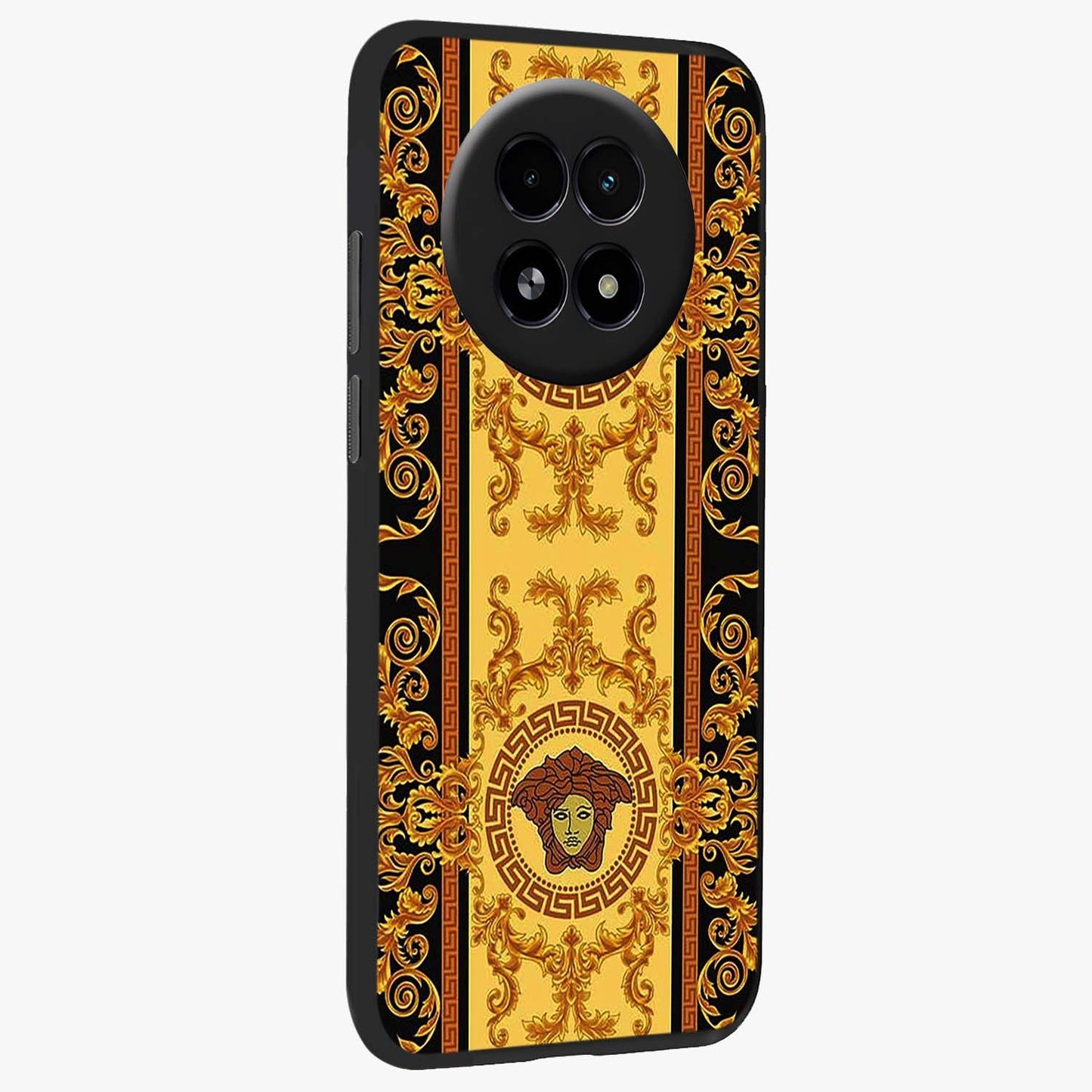 Golden Lotus Glow Glass Case upright view showcasing luminous lotus artwork with peaceful divine theme.