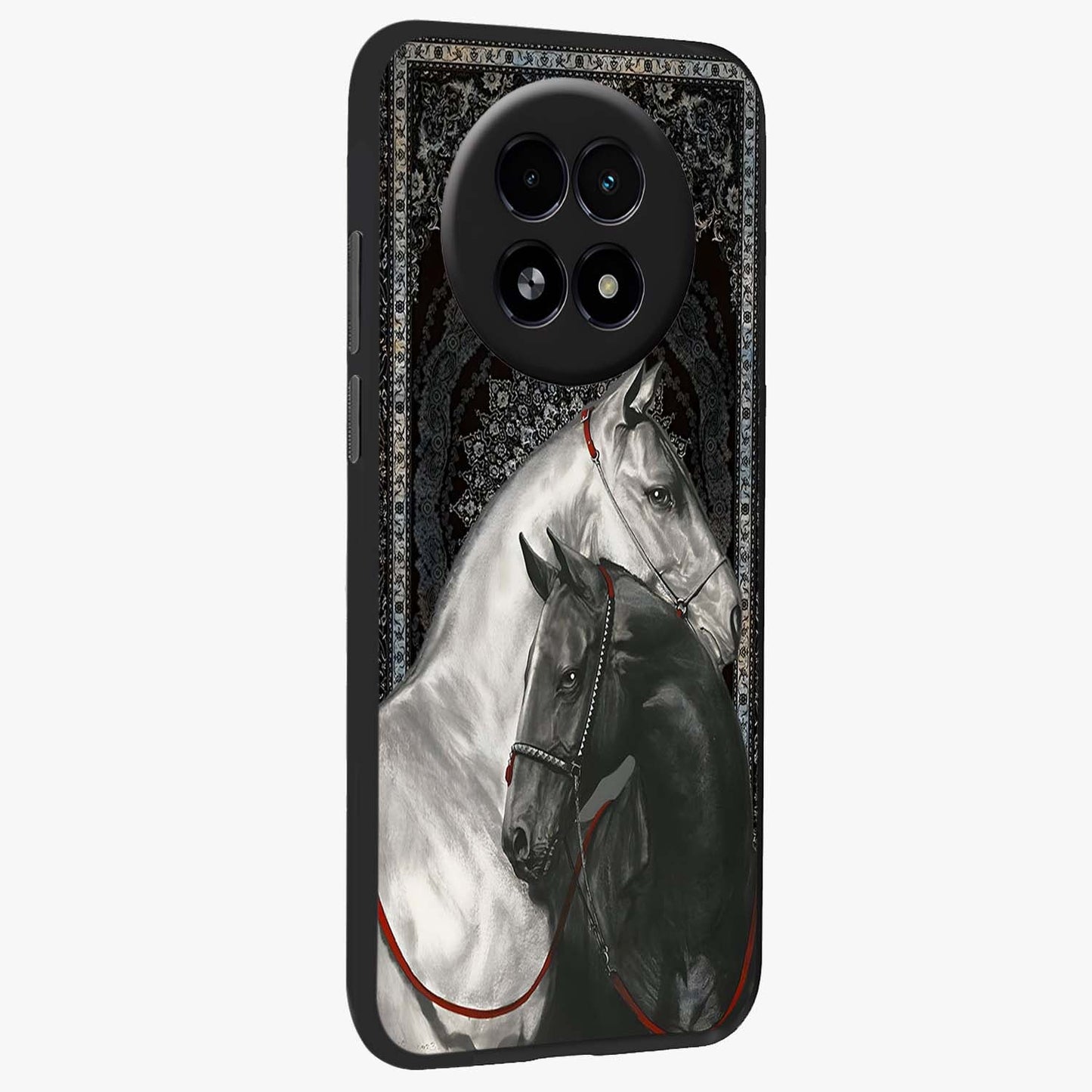 Majestic Ride Legacy Glass Case upright view showcasing dynamic ride inspired artwork with modern automotive theme.