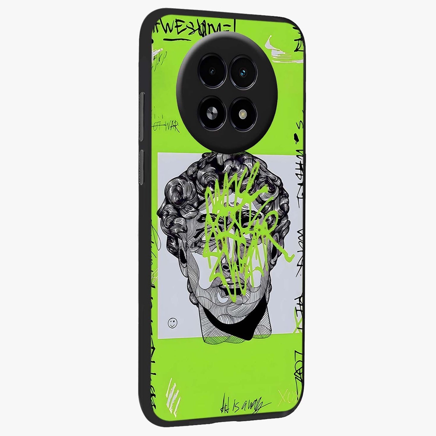 Neo Graffiti Rebellion Glass Case upright view showcasing colorful graffiti artwork with bold modern street style.