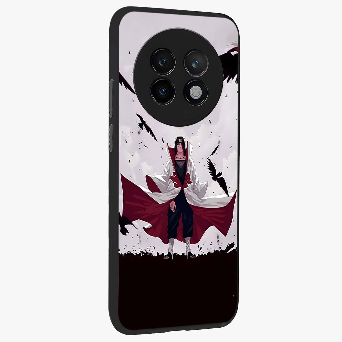 Crimson Crow Ascension Glass Case upright view showcasing dramatic crow artwork with bold gothic theme.
