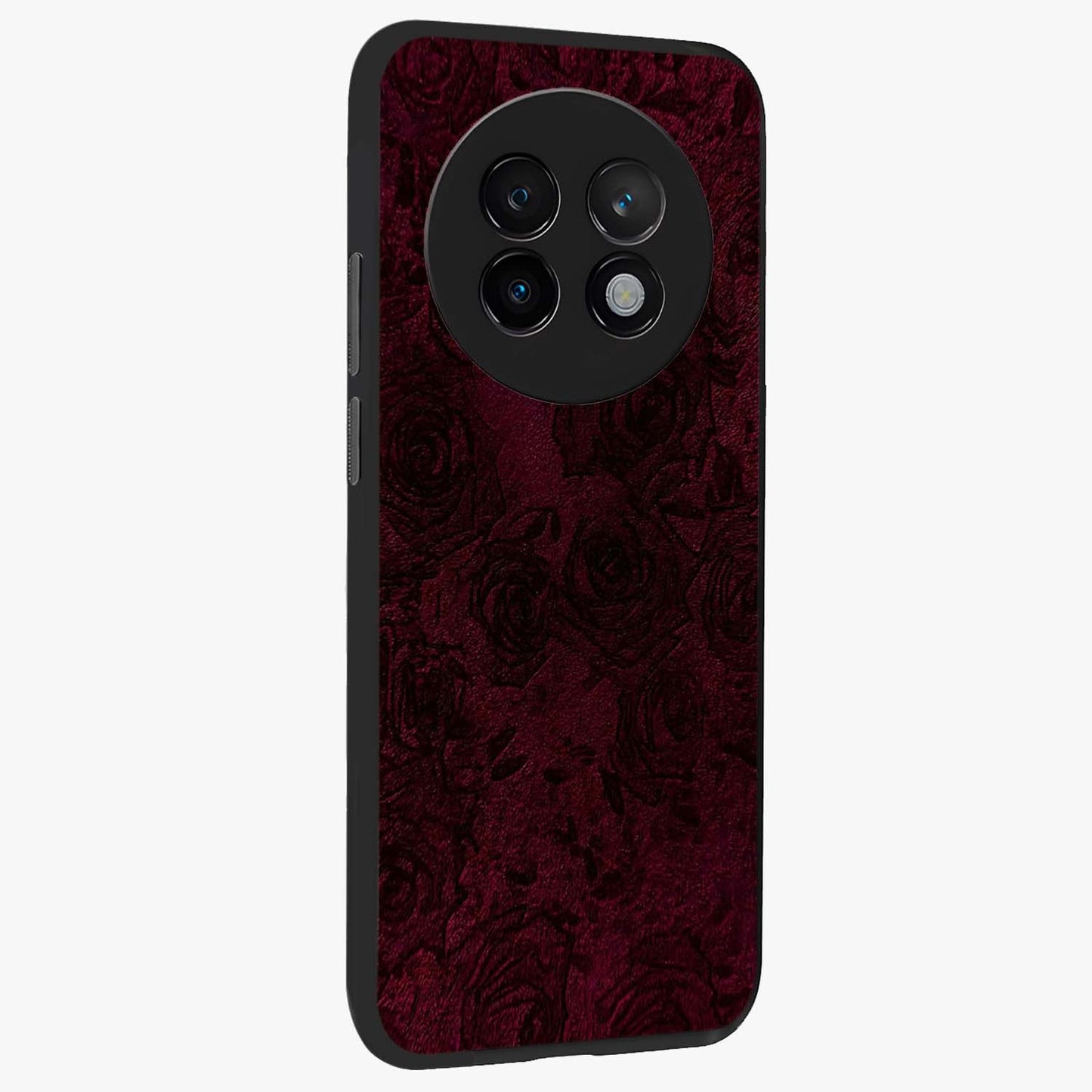 Crimson Fade Flow Glass Case upright view showcasing dynamic crimson flow artwork with stylish abstract theme.