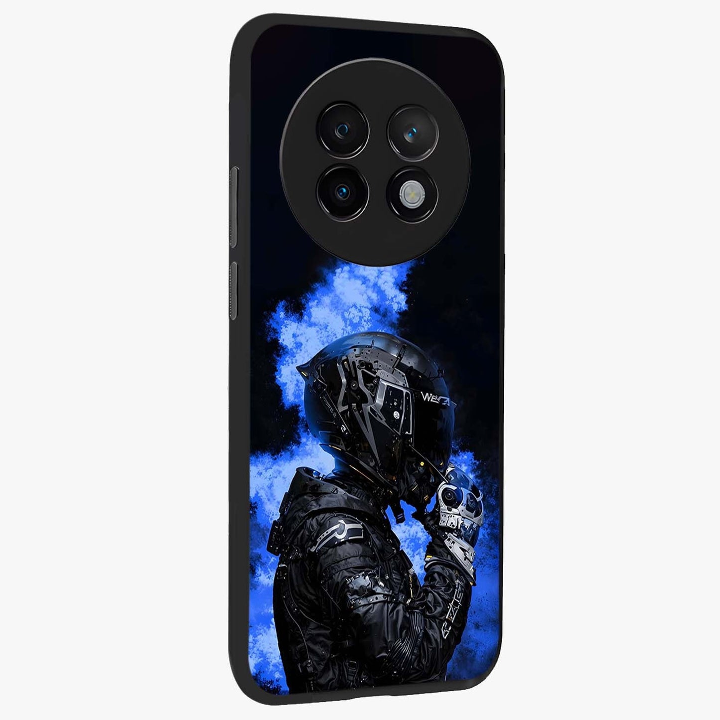 Cyber Sentinel Protocol Glass Case upright view showcasing advanced cyber sentinel artwork with futuristic tech theme.