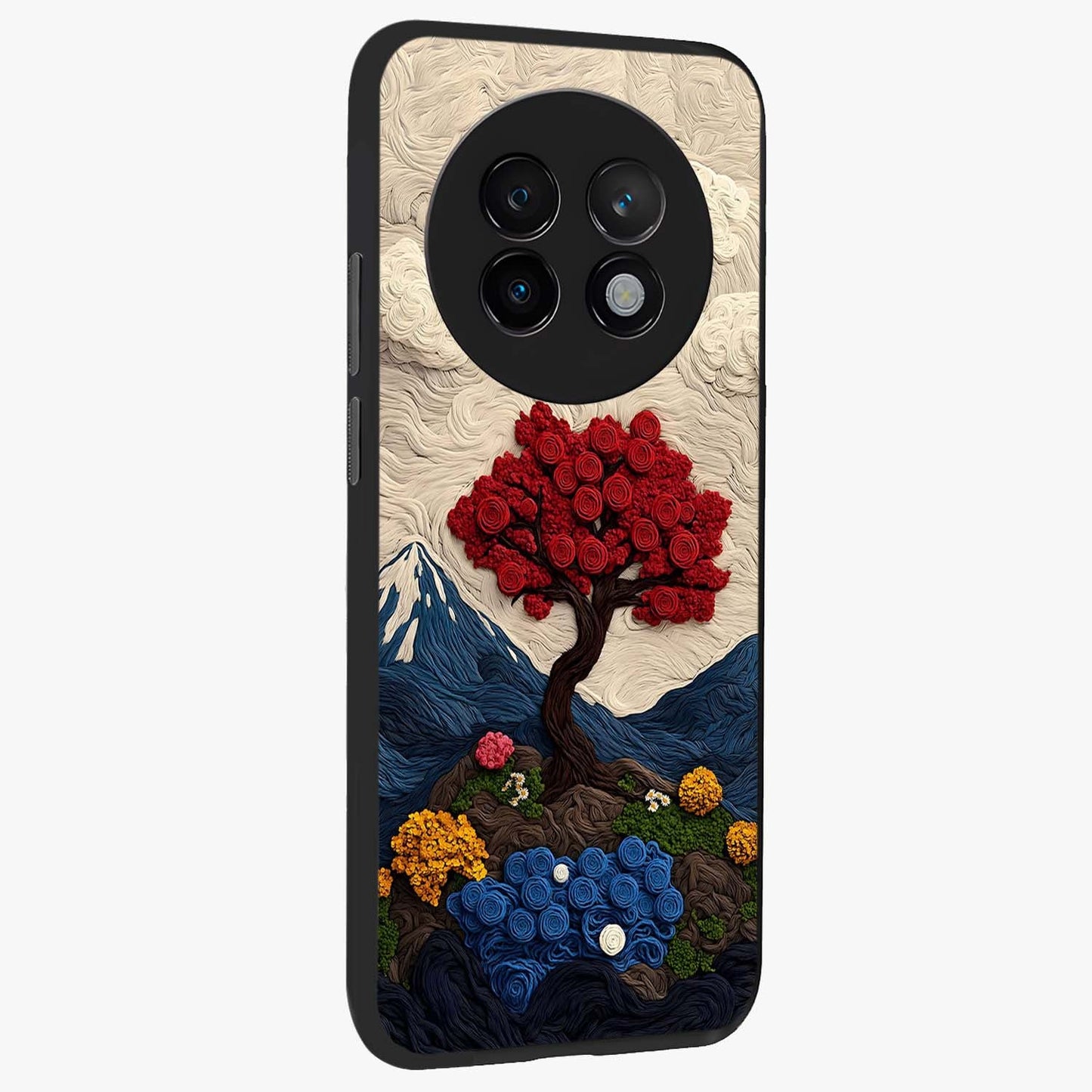 Eternal Nature Tapestry Glass Case upright view showcasing elegant nature tapestry design with decorative style.
