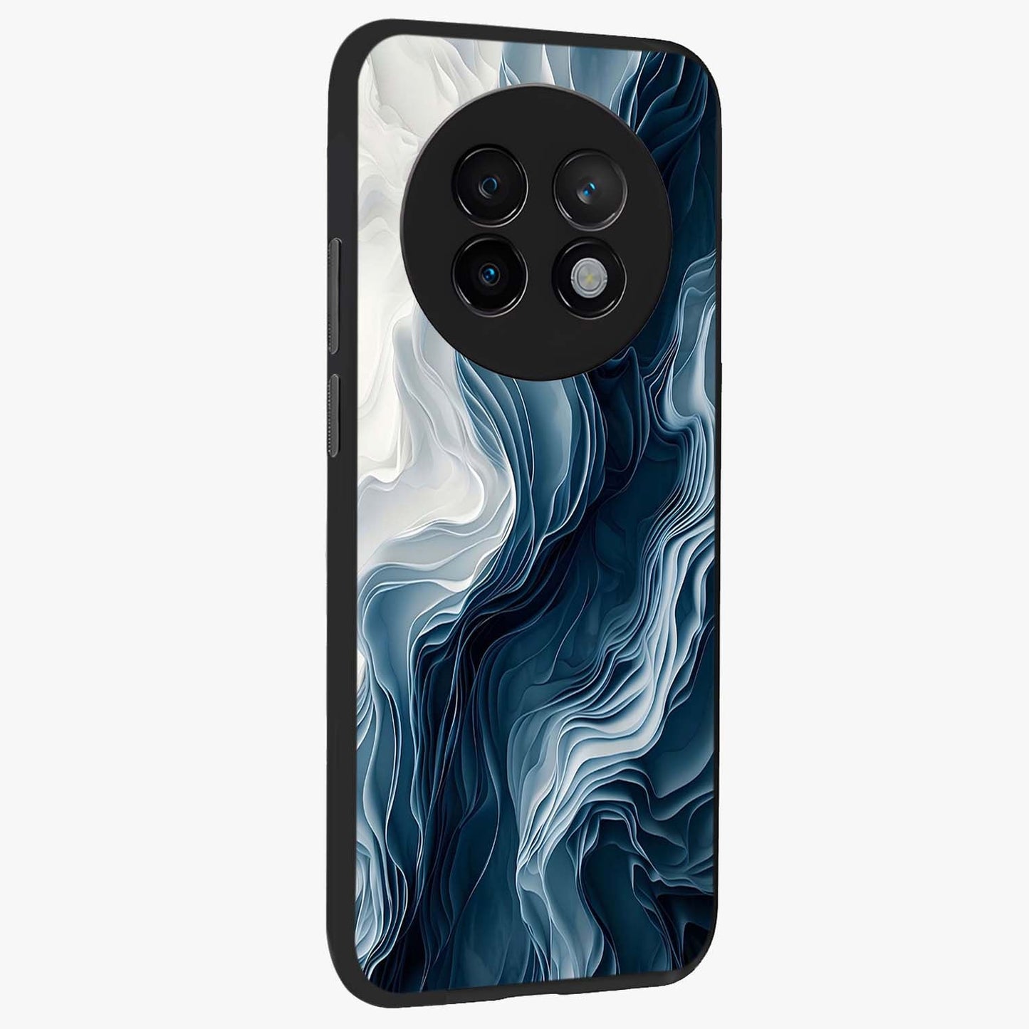 Ethereal Paper Marble Glass Case upright view showcasing smooth marble artwork with refined minimalist theme.