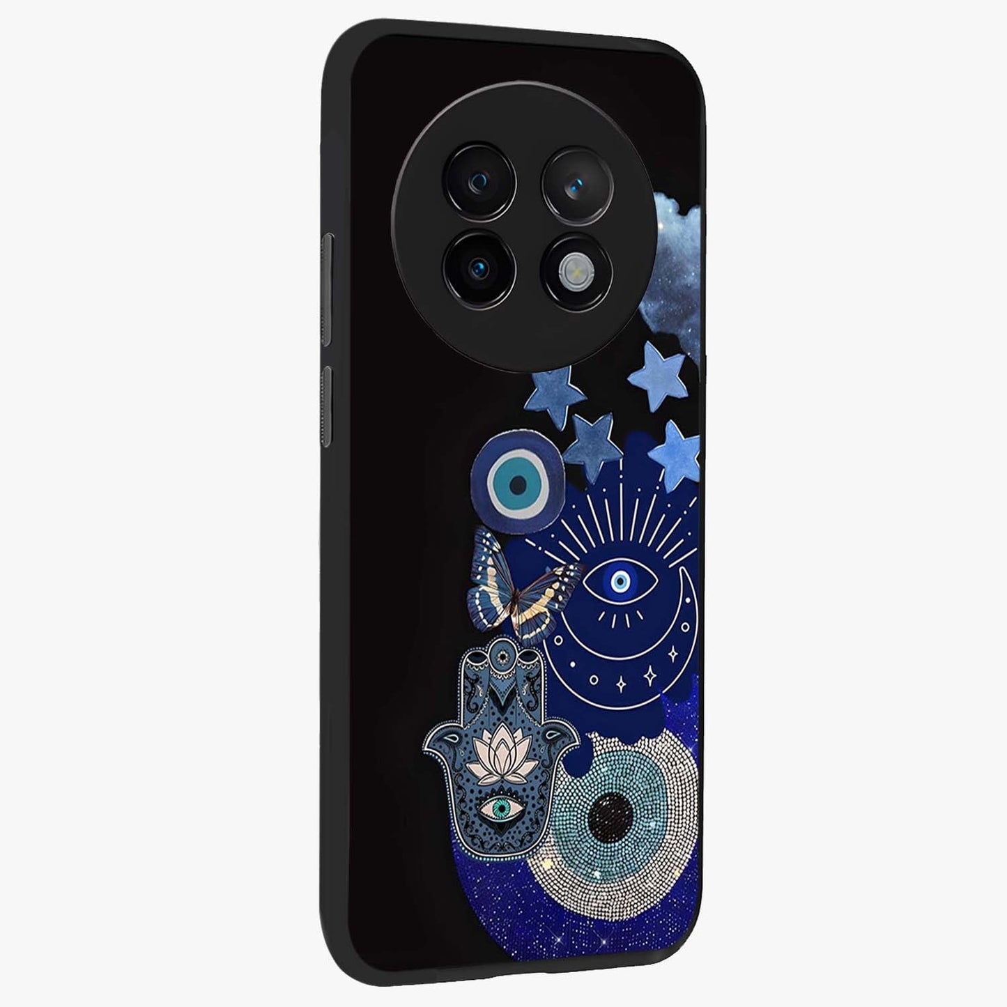 Galactic Charm Cluster Glass Case upright view showcasing glowing cosmic charm artwork with magical celestial style.