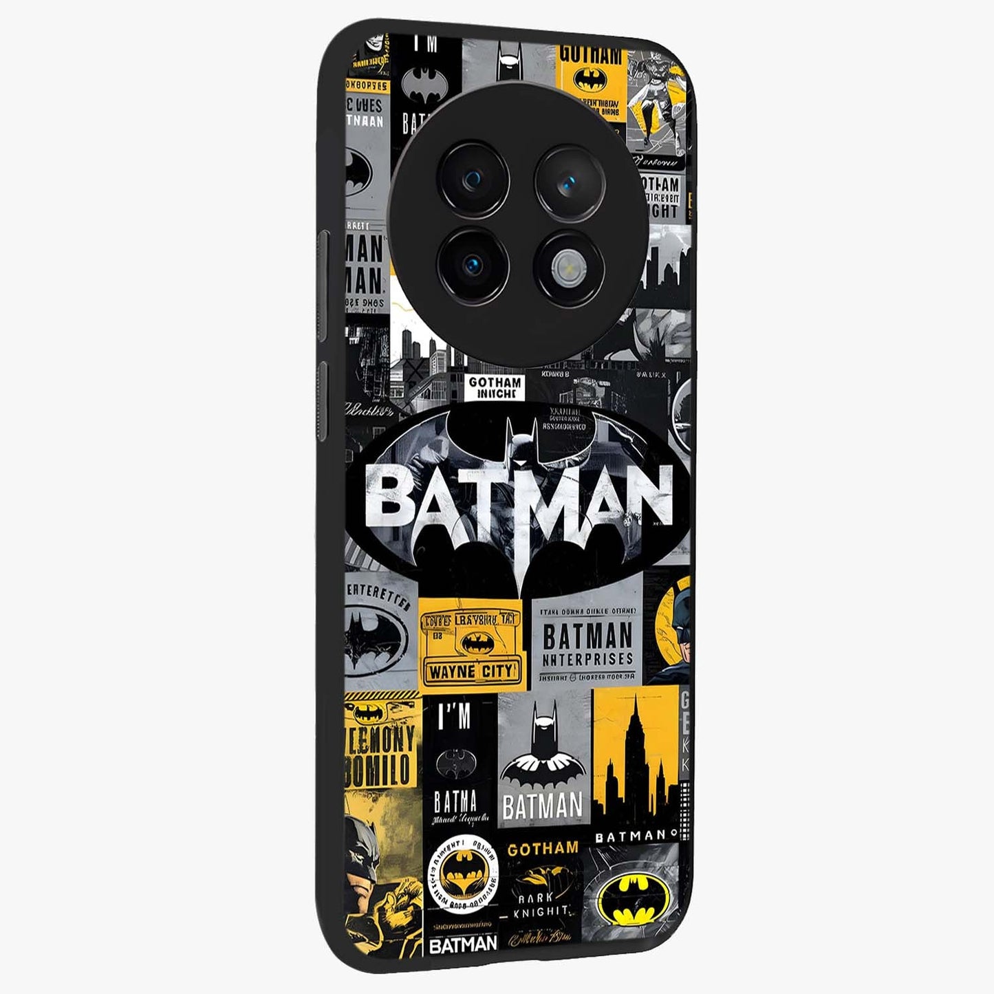 Knight Gotham Rise Glass Case upright view showcasing bold vigilante themed artwork with gothic city vibe.