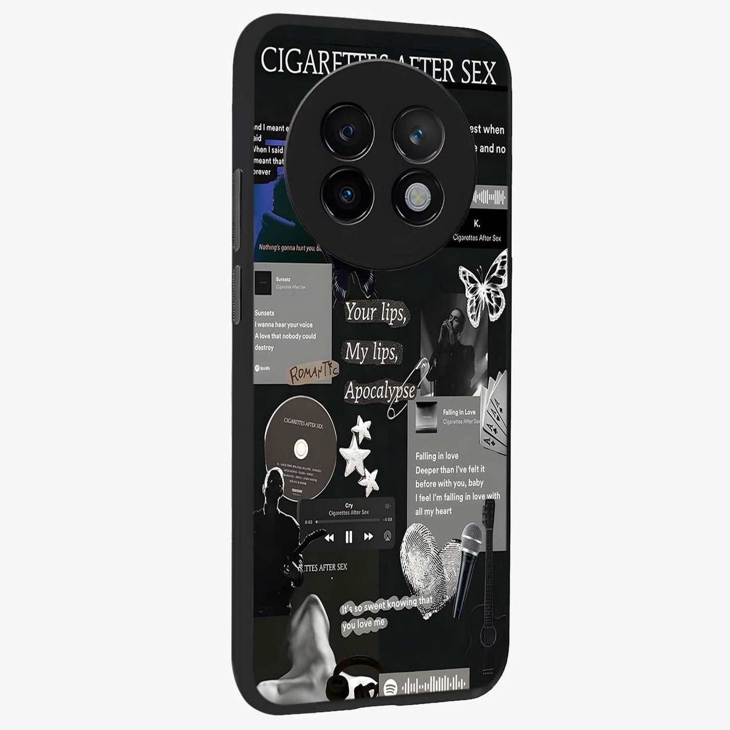 Midnight Love Echo Glass Case upright view showcasing expressive romantic artwork with dreamy midnight theme.