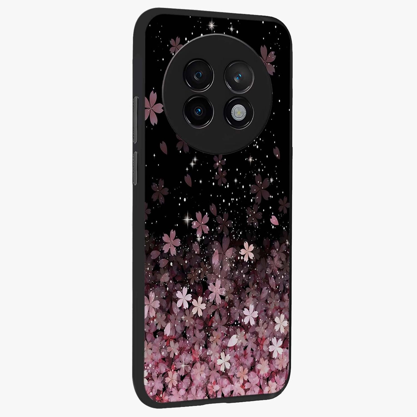Small Starry Flowers Glass Case upright view showcasing charming floral artwork with dreamy starry theme.