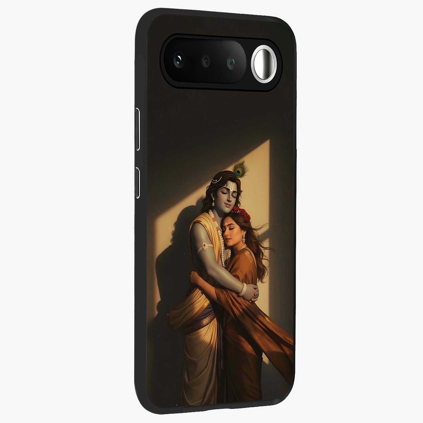 Divine Eternal Love Glass Case upright view showcasing graceful spiritual artwork with eternal love theme.