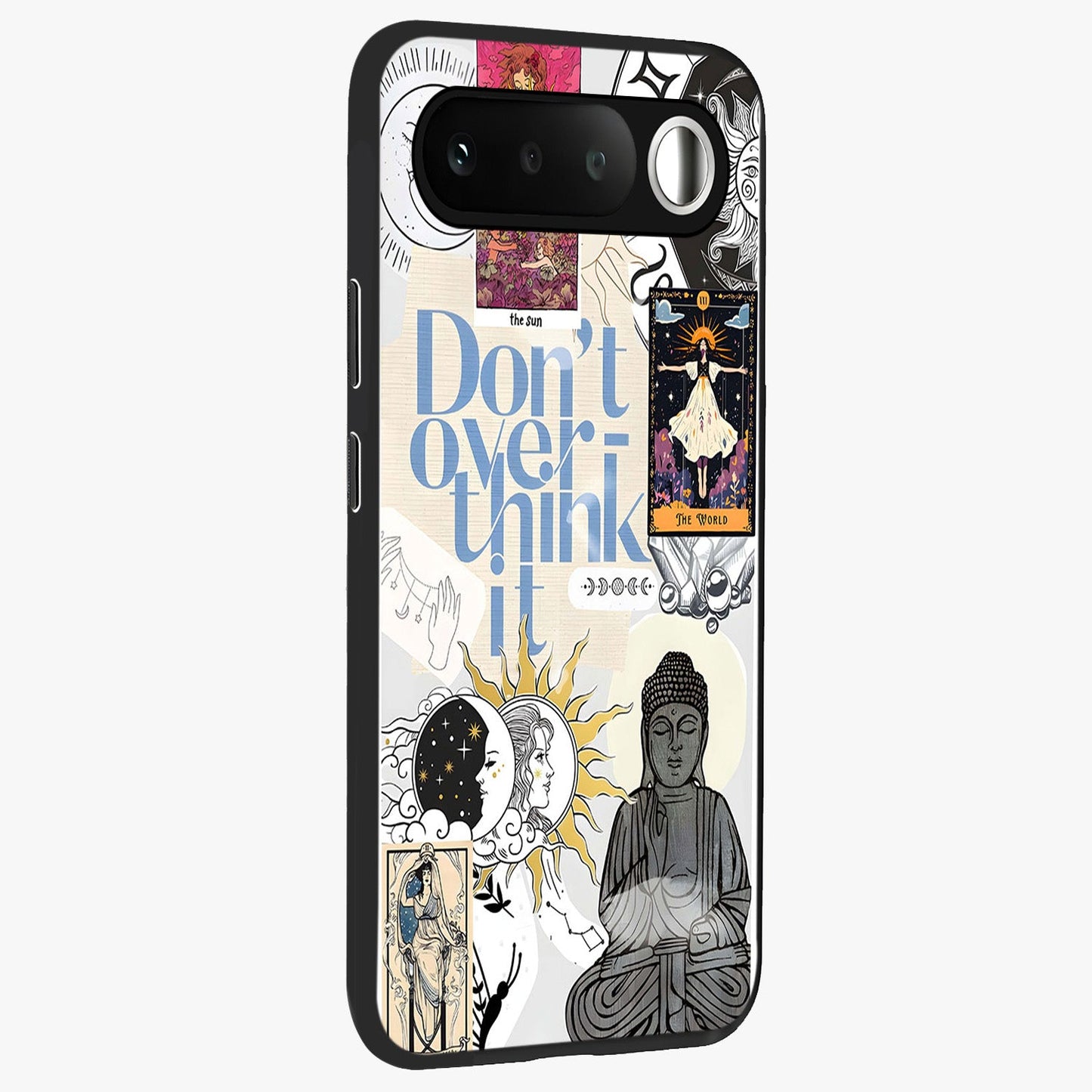 Ethereal Thoughts Glass Case upright view showcasing delicate artistic composition with peaceful dreamy theme.