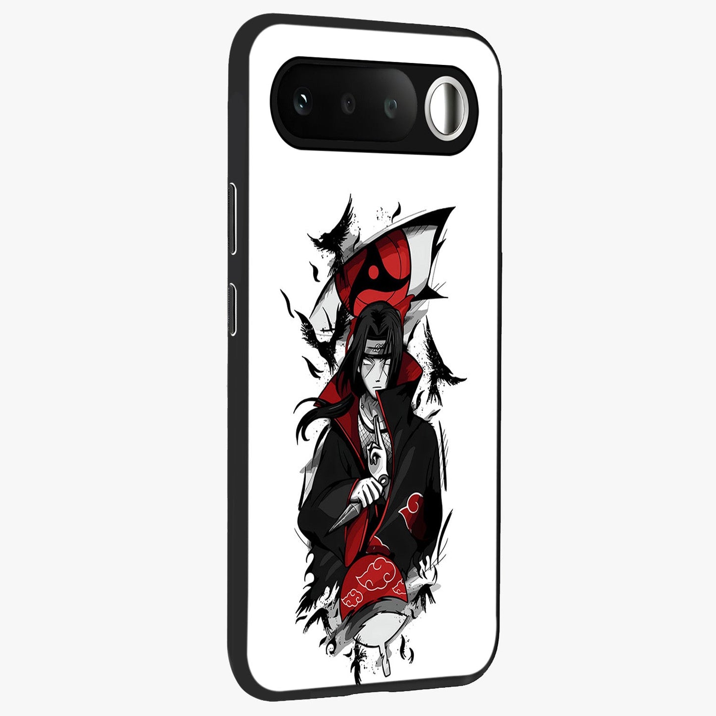Itachi Limited Edition Naruto Anime Glass Case upright view showcasing intense anime artwork with powerful character theme.