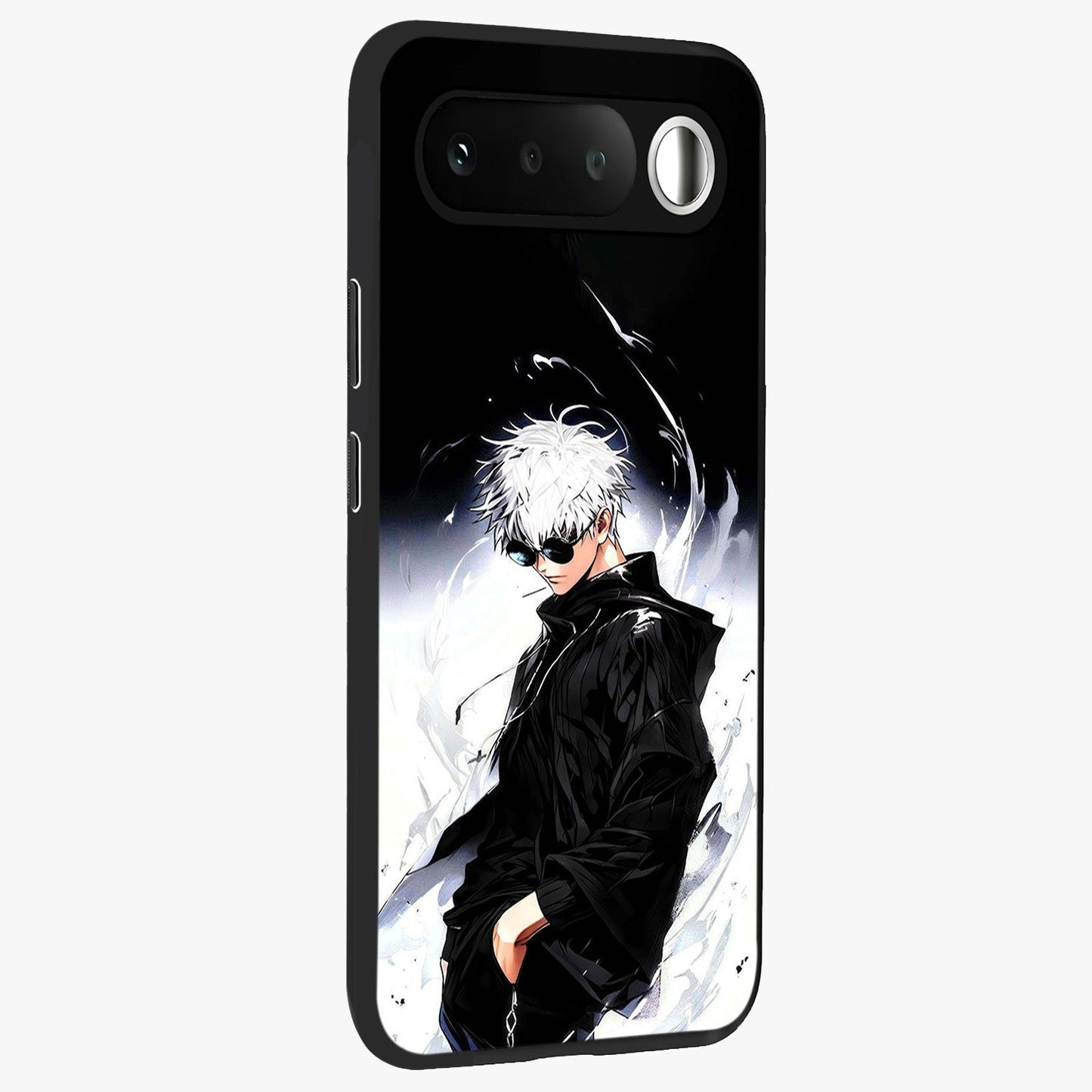 Limitless Shadow King Glass Case upright view showcasing bold shadow warrior artwork with epic fantasy theme.
