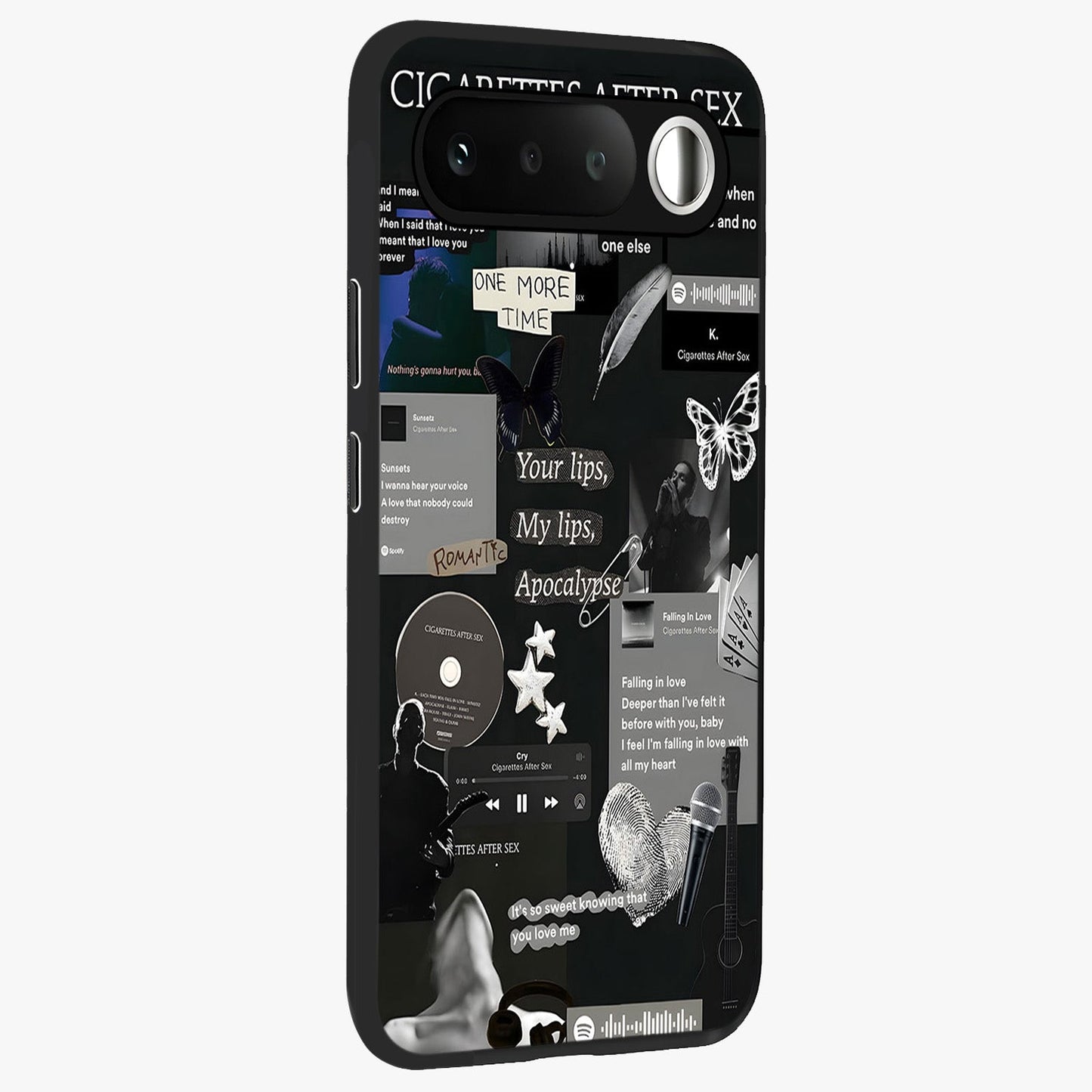 Midnight Love Echo Glass Case upright view showcasing expressive romantic artwork with dreamy midnight theme.