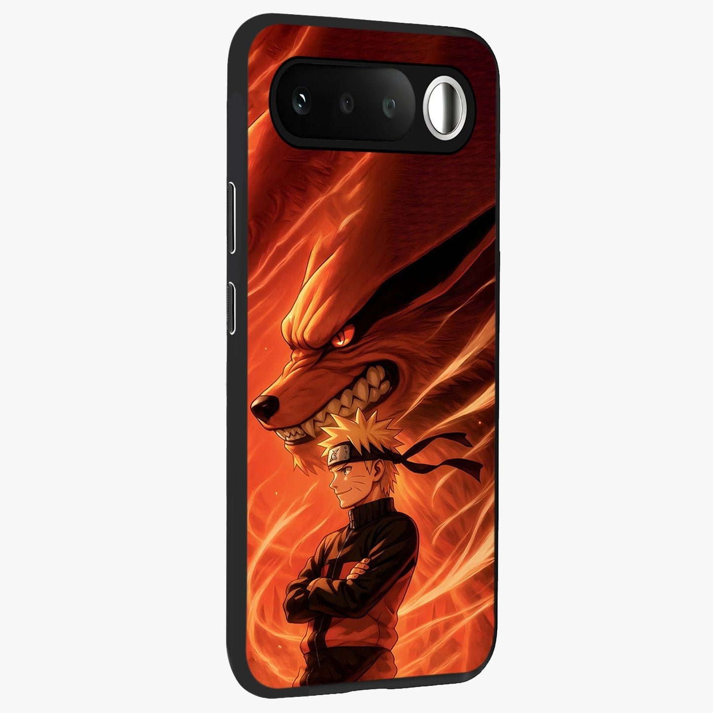 Nine Tails Legacy Glass Case upright view showcasing dramatic nine-tails artwork with intense anime themed design.