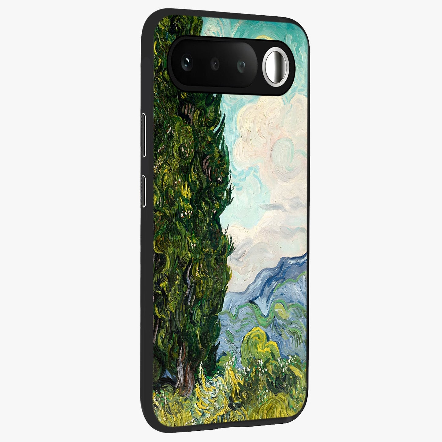 Van Gogh Vintage Art Glass Case upright view showcasing elegant vintage painting artwork with artistic heritage theme.