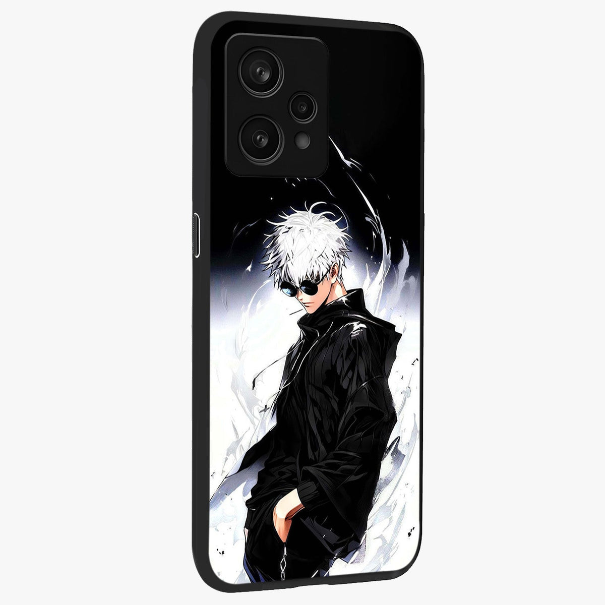Limitless Shadow King Glass Case upright view showcasing bold shadow warrior artwork with epic fantasy theme.