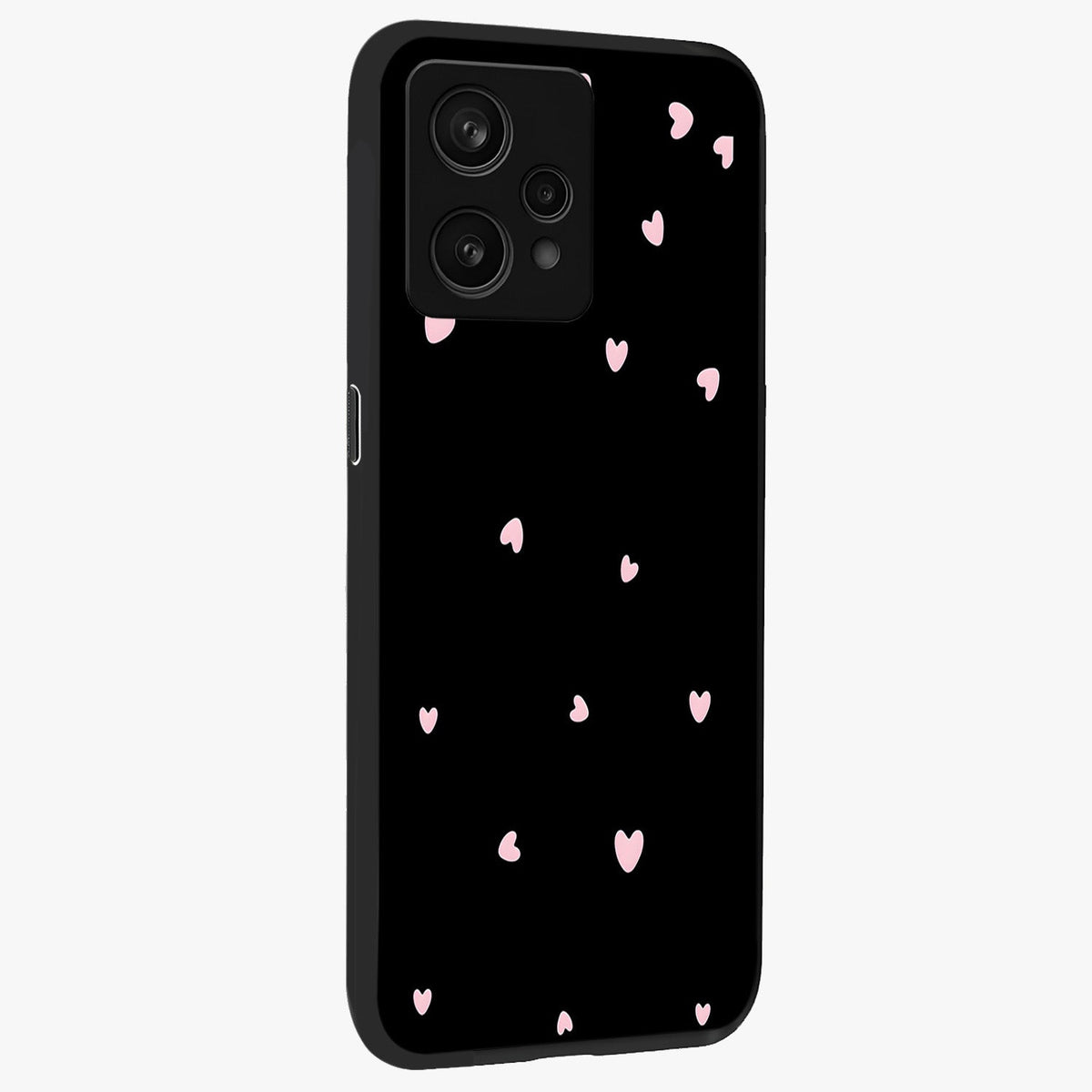 Pink Love Drops Glass Case upright view showcasing charming heart drop artwork with romantic playful theme.
