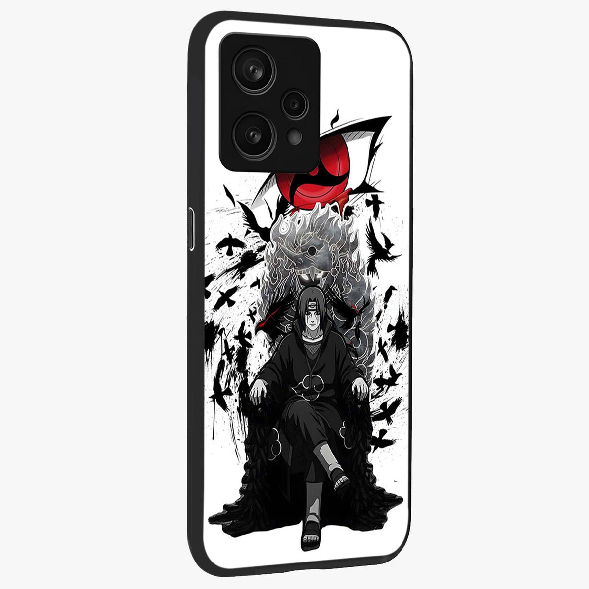 Uchiha Shadow Throne Glass Case upright view showcasing magical underwater galaxy artwork with vibrant cosmic theme.