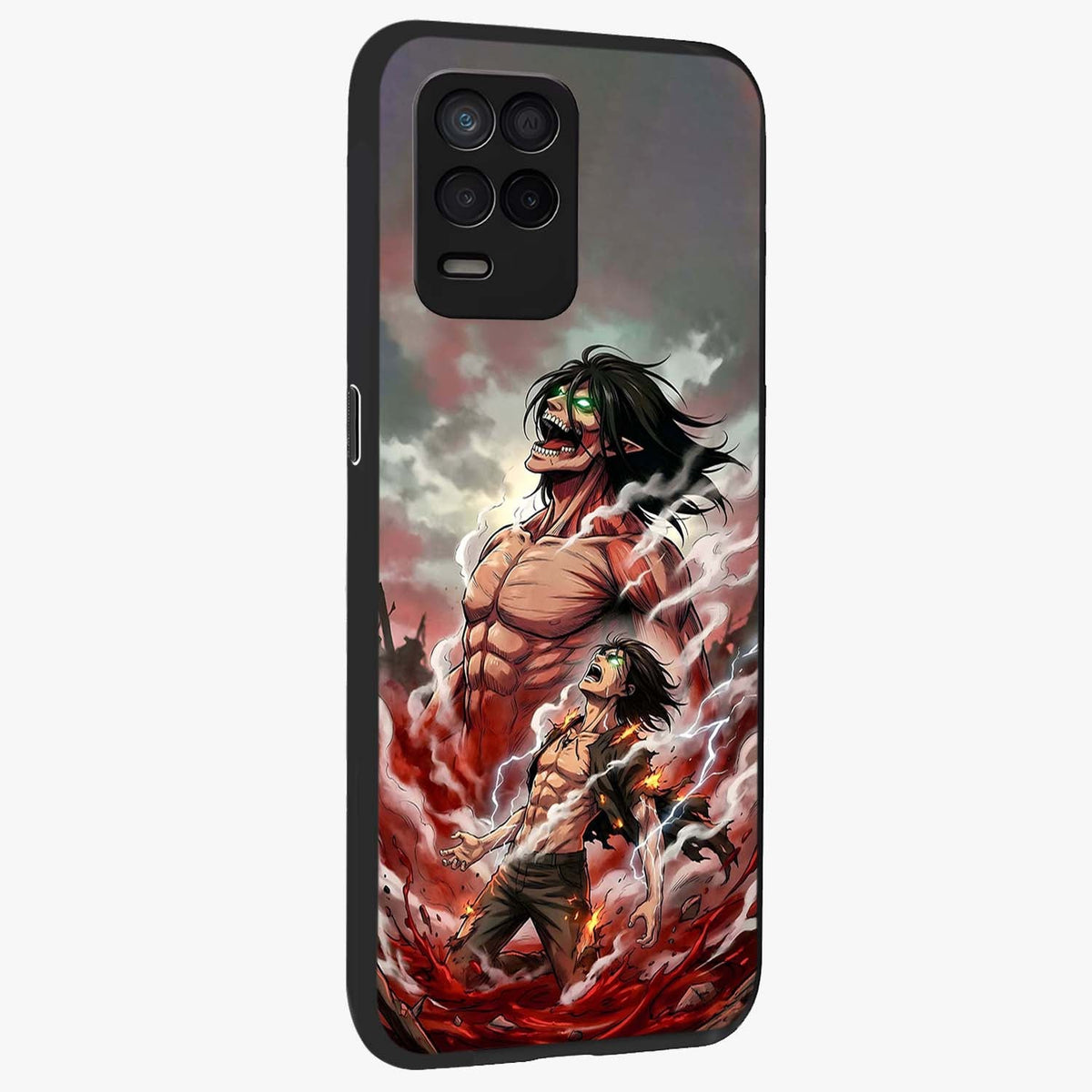 Titan Awakening Fury Glass Case upright view showcasing intense titan artwork with epic fantasy theme.