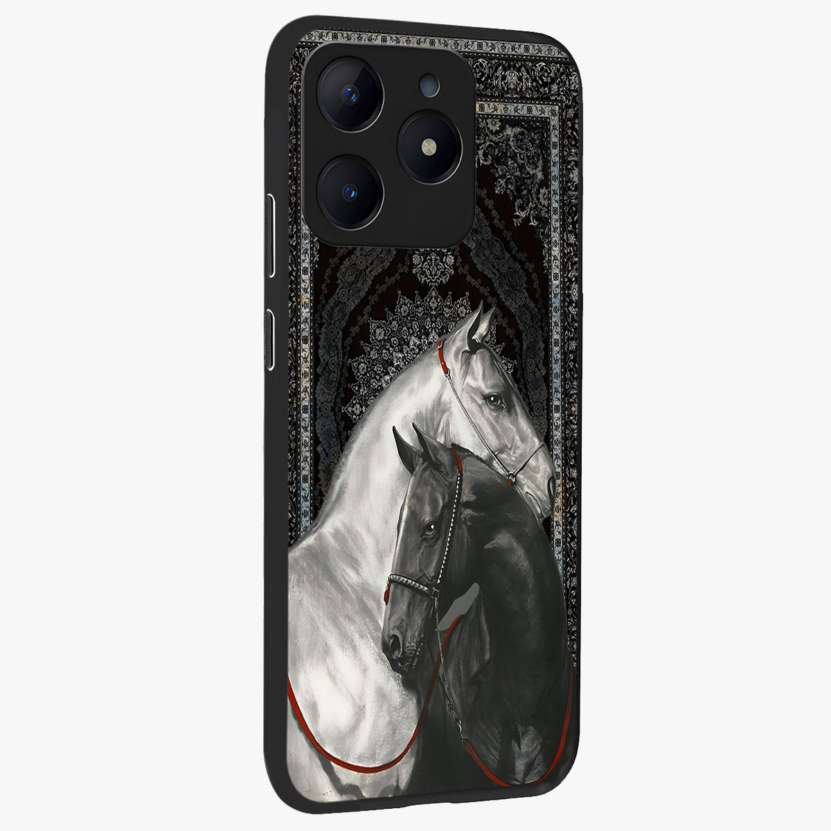Majestic Ride Legacy Glass Case upright view showcasing dynamic ride inspired artwork with modern automotive theme.