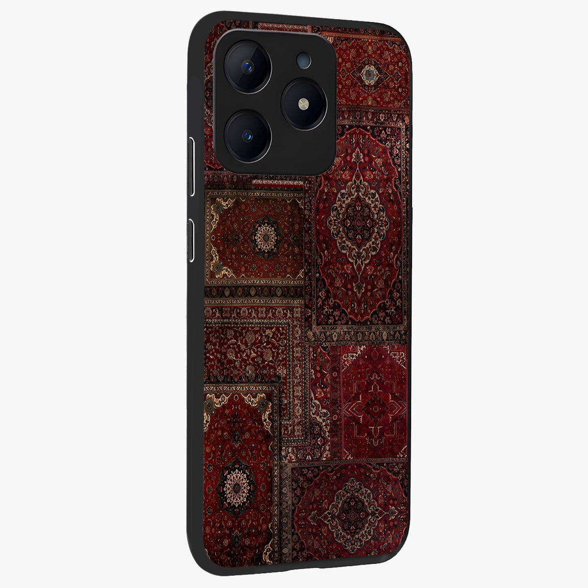 Persian Velvet Tale Glass Case upright view showcasing elegant Persian artwork with classic heritage theme.