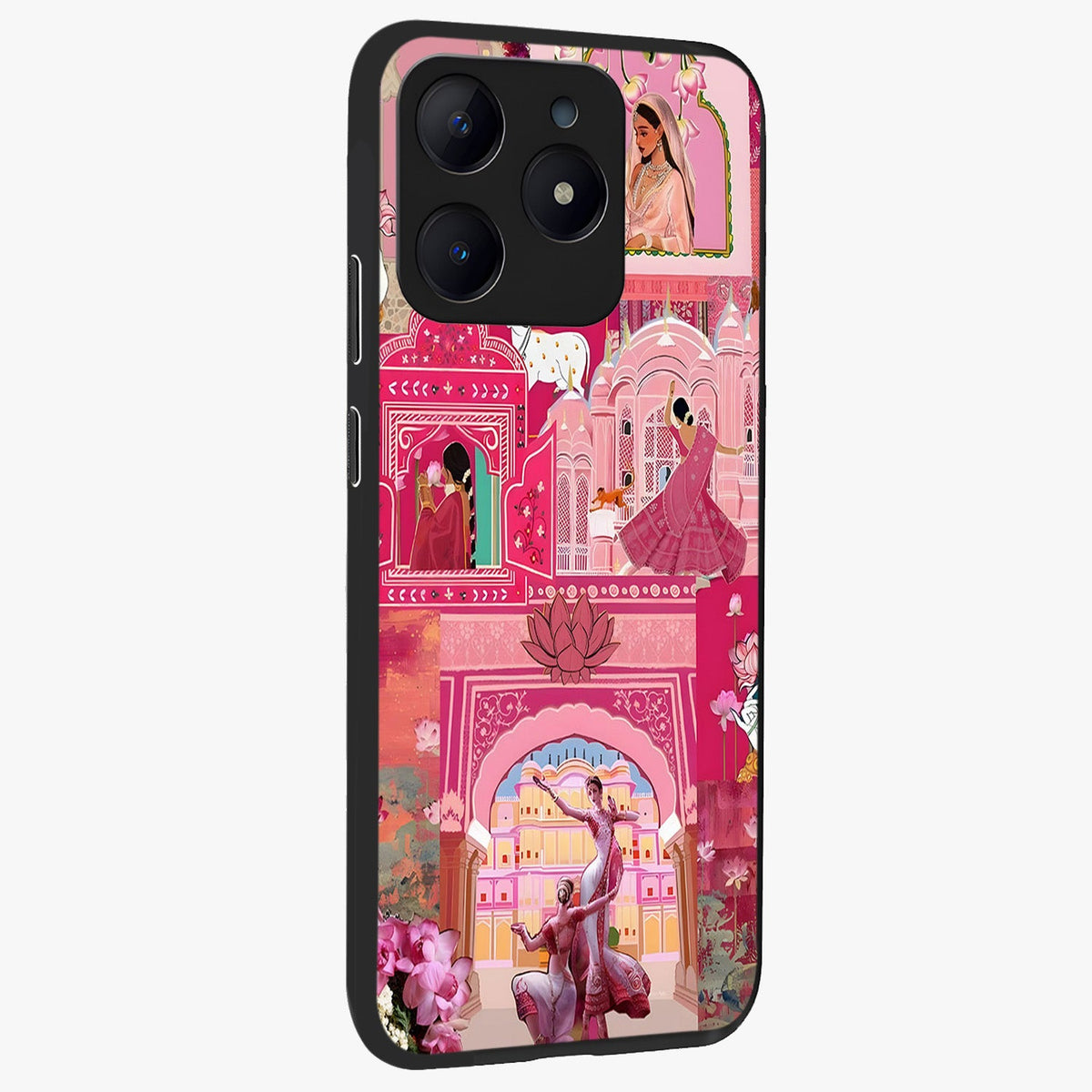 Pink Palace Muse Glass Case upright view showcasing artistic palace artwork with graceful royal theme.