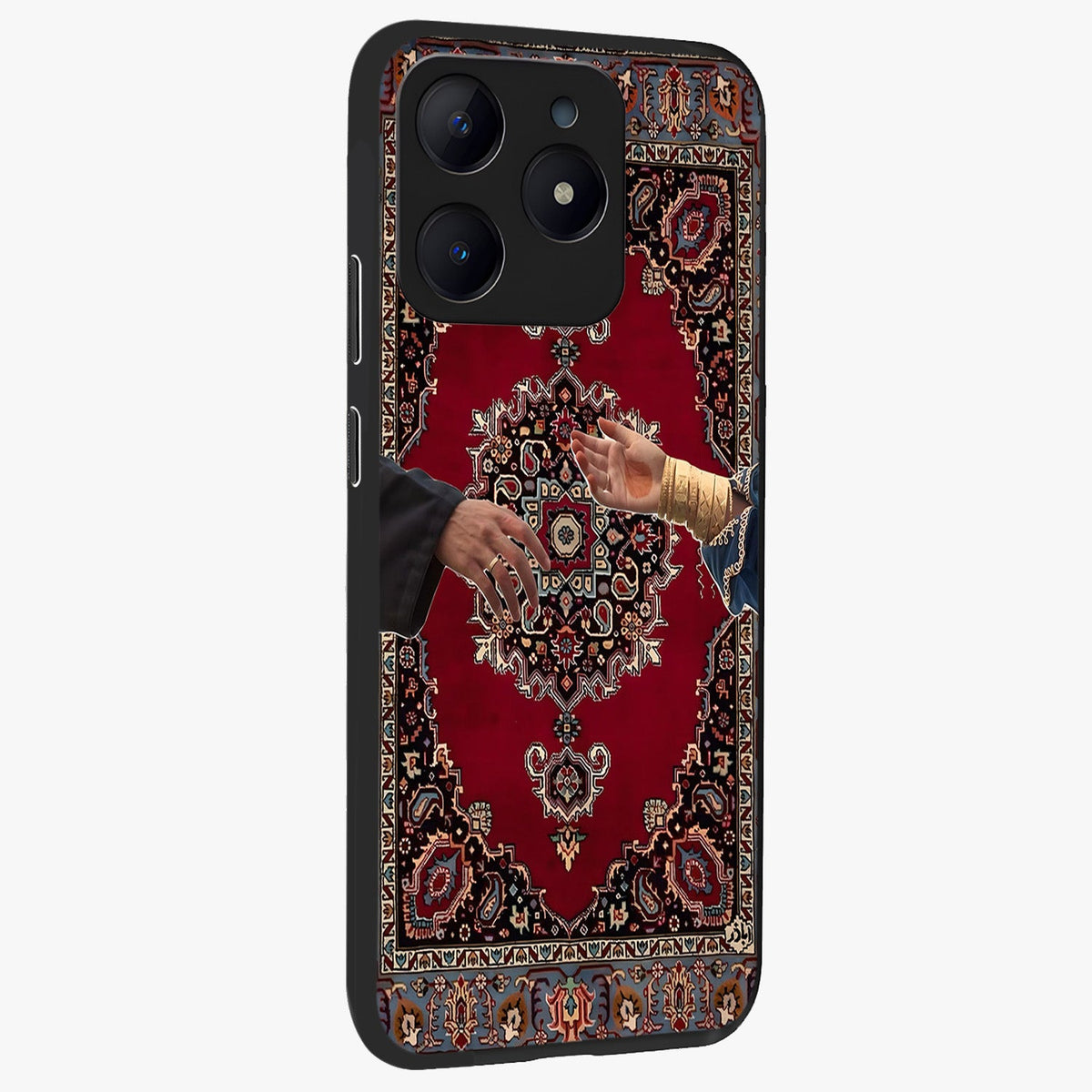 Royal Touch Reach Glass Case upright view showcasing stylish royal inspired artwork with graceful theme.