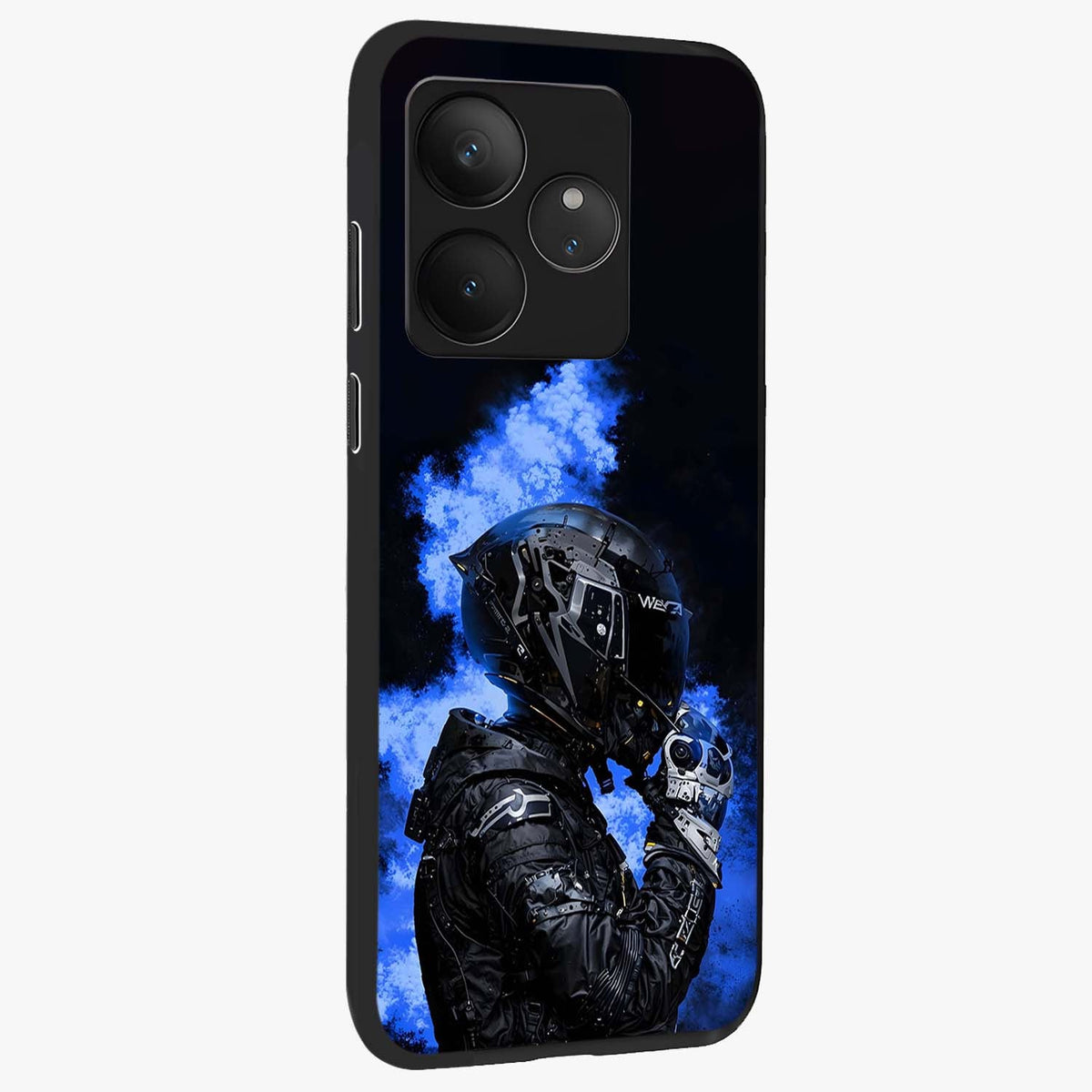 Cyber Sentinel Protocol Glass Case upright view showcasing advanced cyber sentinel artwork with futuristic tech theme.