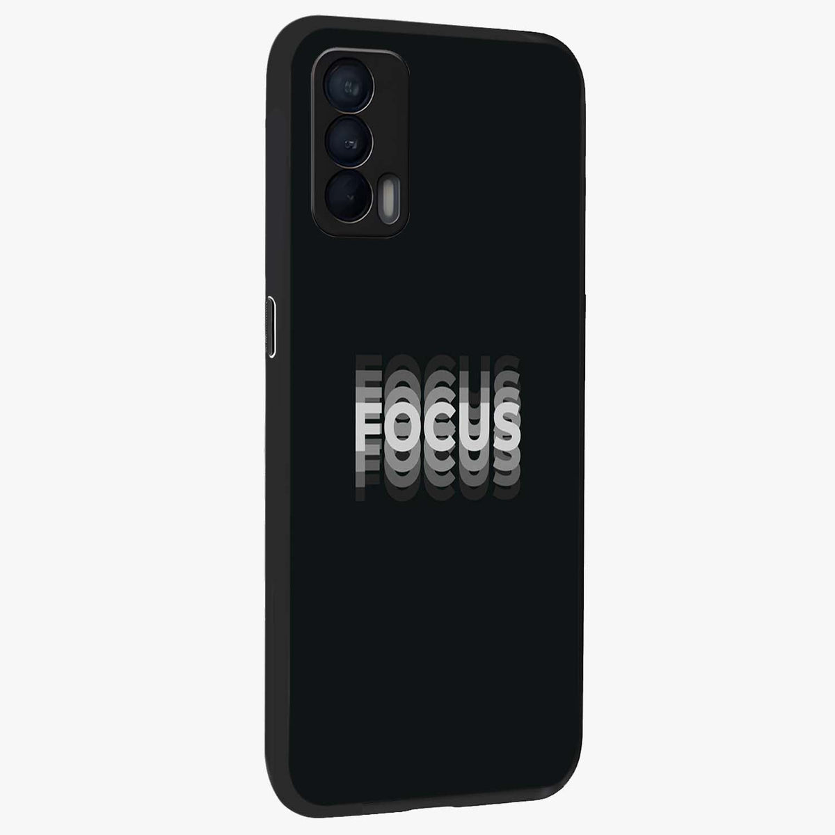 Focus Mode On Glass Case upright view showcasing strong typography statement with sleek motivational theme.