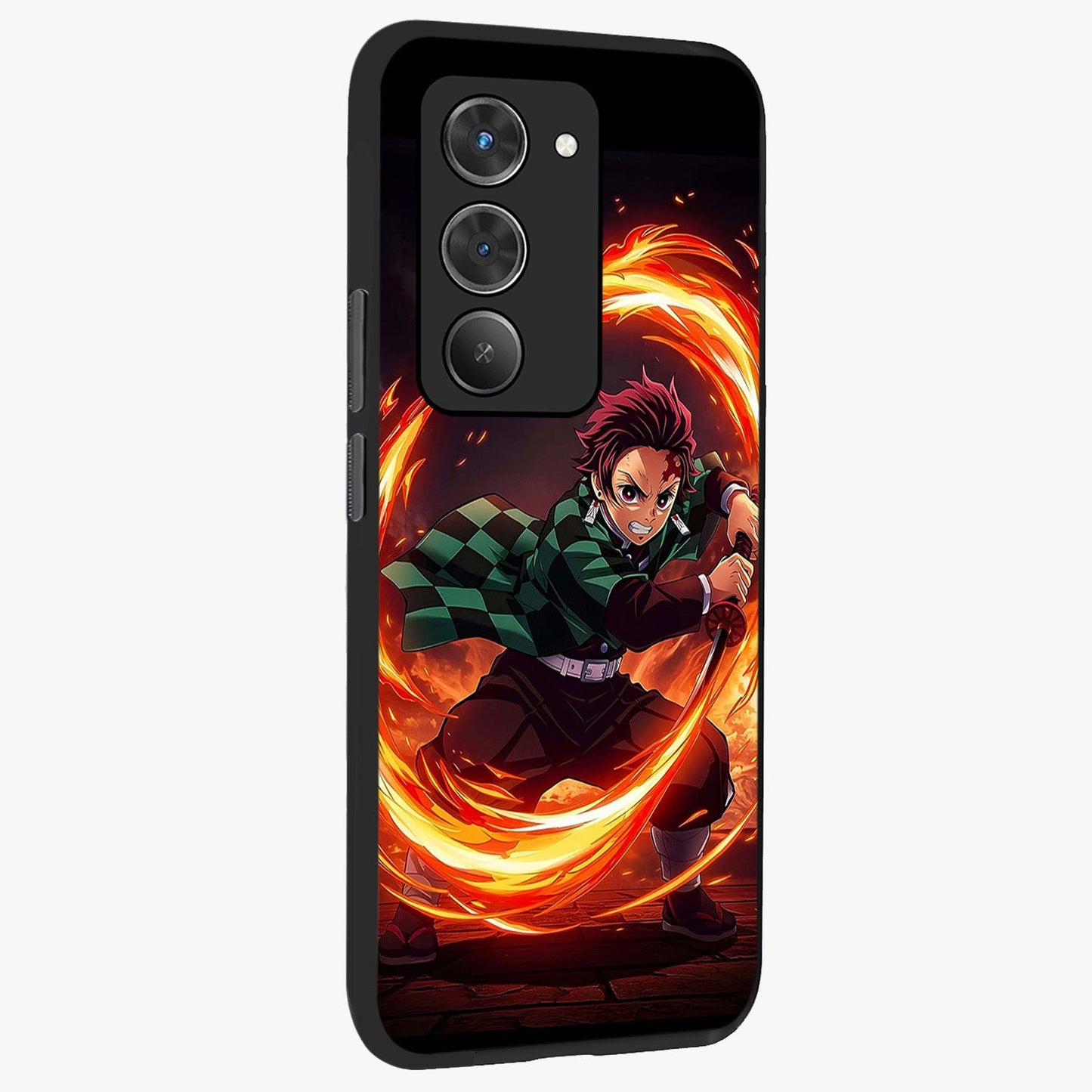 Blazing Sword Resolve Glass Case upright view showcasing dramatic warrior inspired artwork with intense visual style.