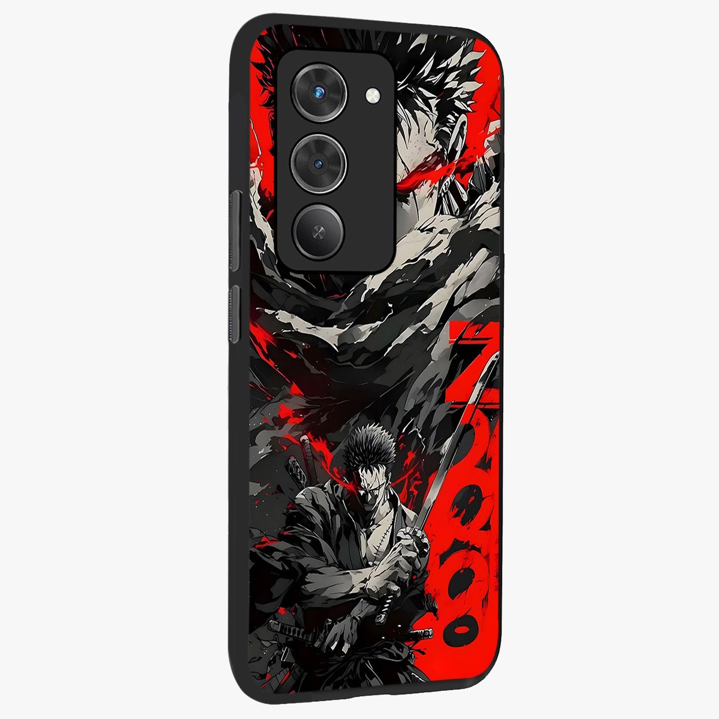Demon Sword Resolve Glass Case upright view showcasing dramatic warrior artwork with intense battle theme.