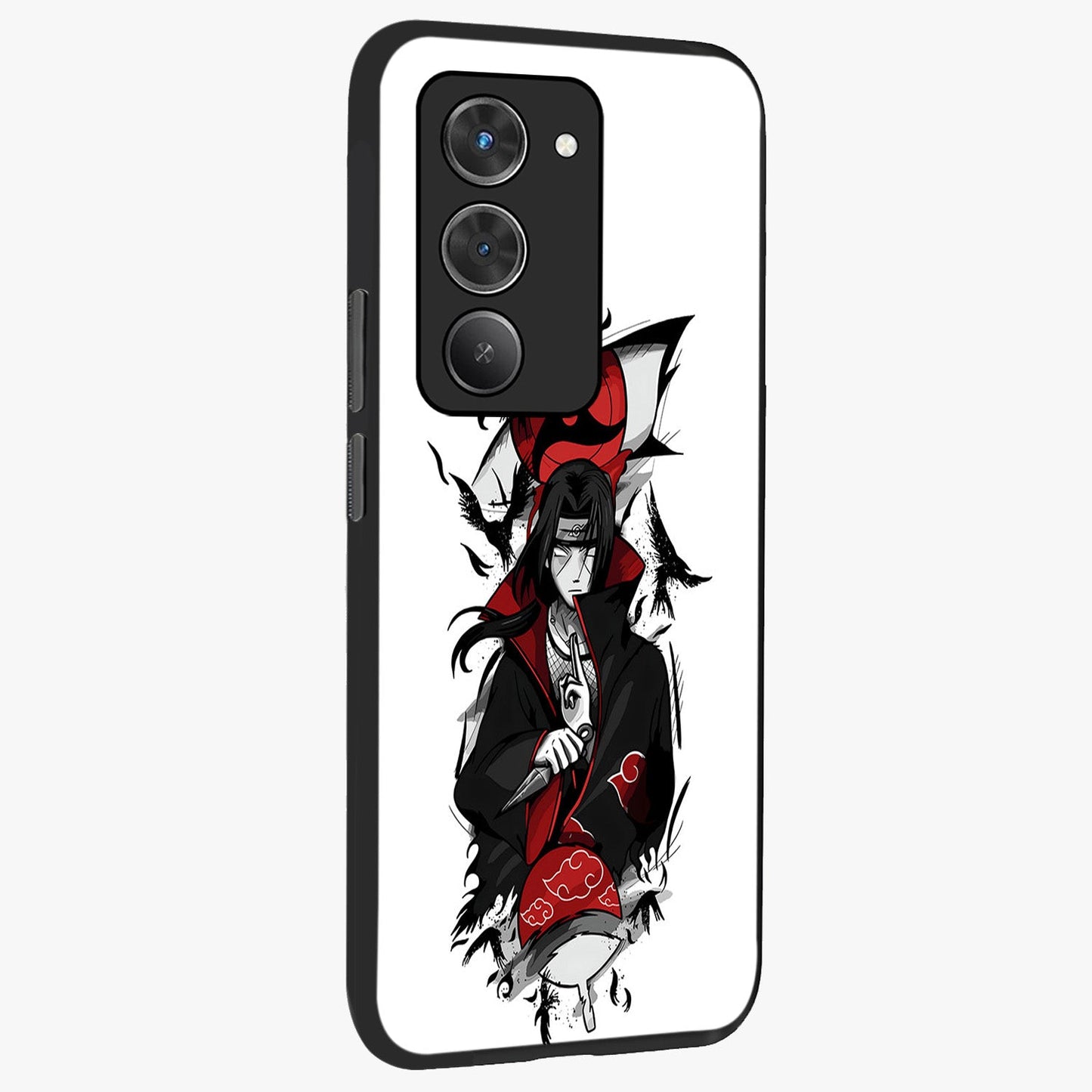 Itachi Limited Edition Naruto Anime Glass Case upright view showcasing intense anime artwork with powerful character theme.